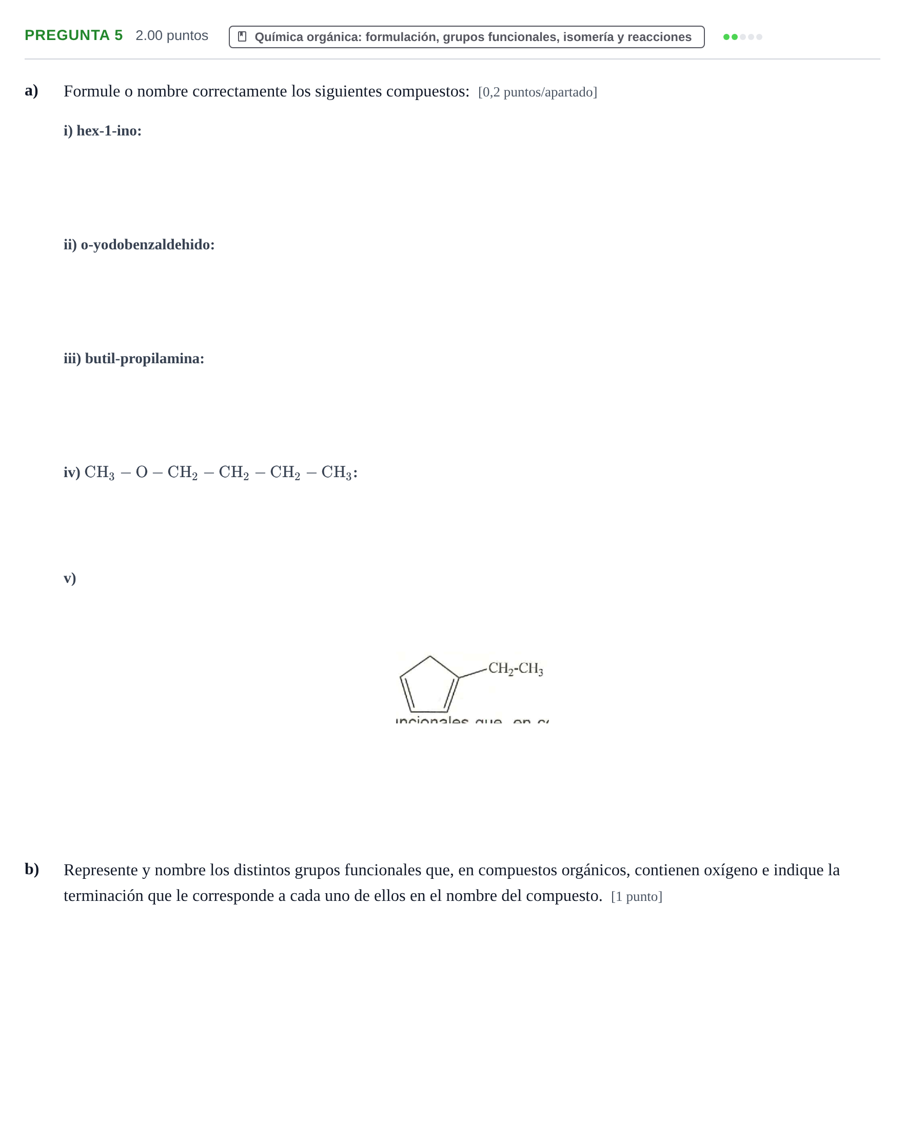 Enunciado: Pregunta 5 · Química PAU La Rioja Ordinaria 2021