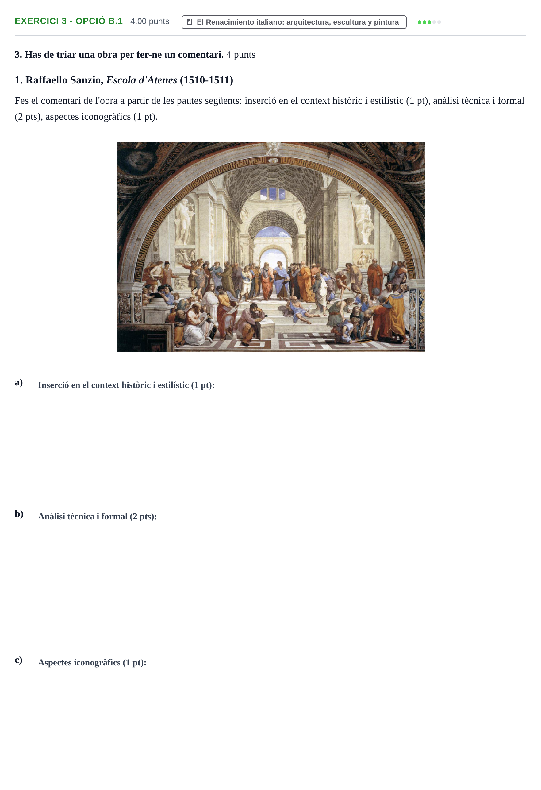 Enunciado: Exercici 3 - Opció B.1 · Historia del Arte PAU Baleares Extraordinaria 2021