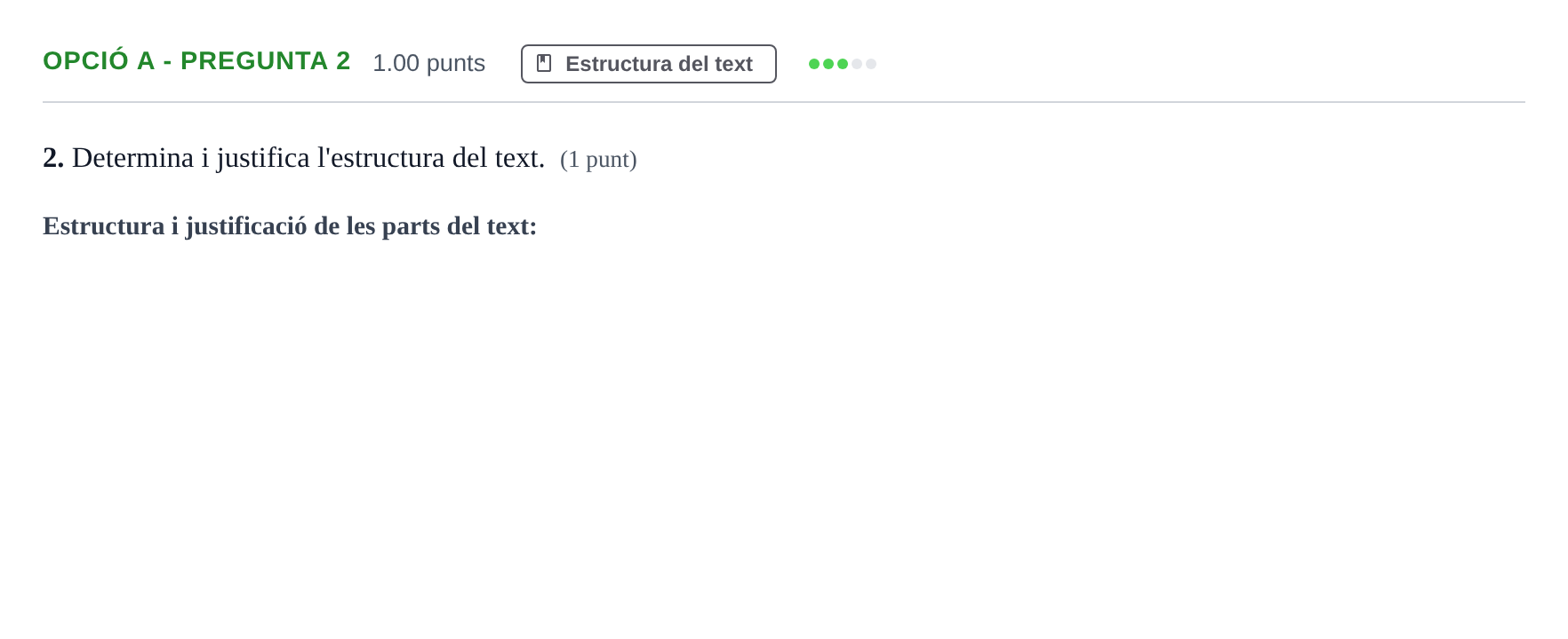 Enunciado: Ejercicio Opció A - Pregunta 2 · Lengua Catalana y Literatura II PAU Baleares Ordinaria 2021