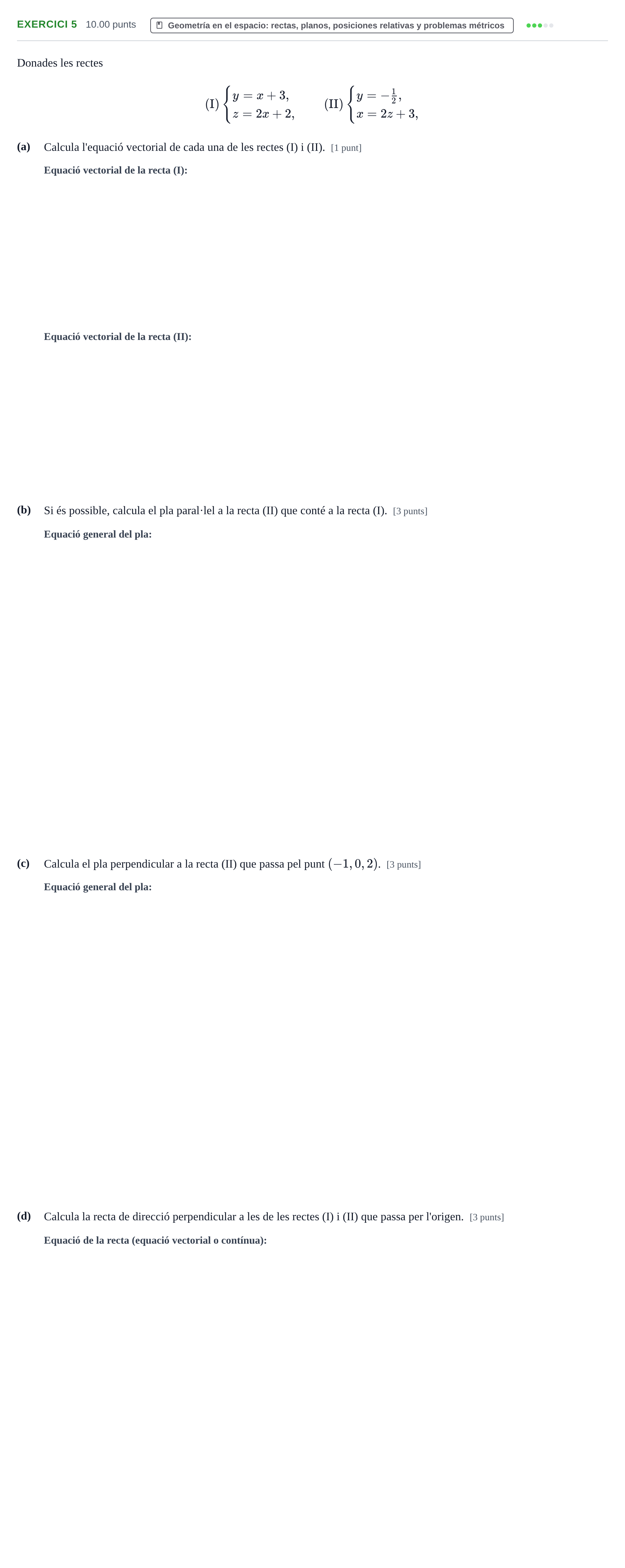Enunciado: Problema 5 · Matemáticas II PAU Baleares Extraordinaria 2021