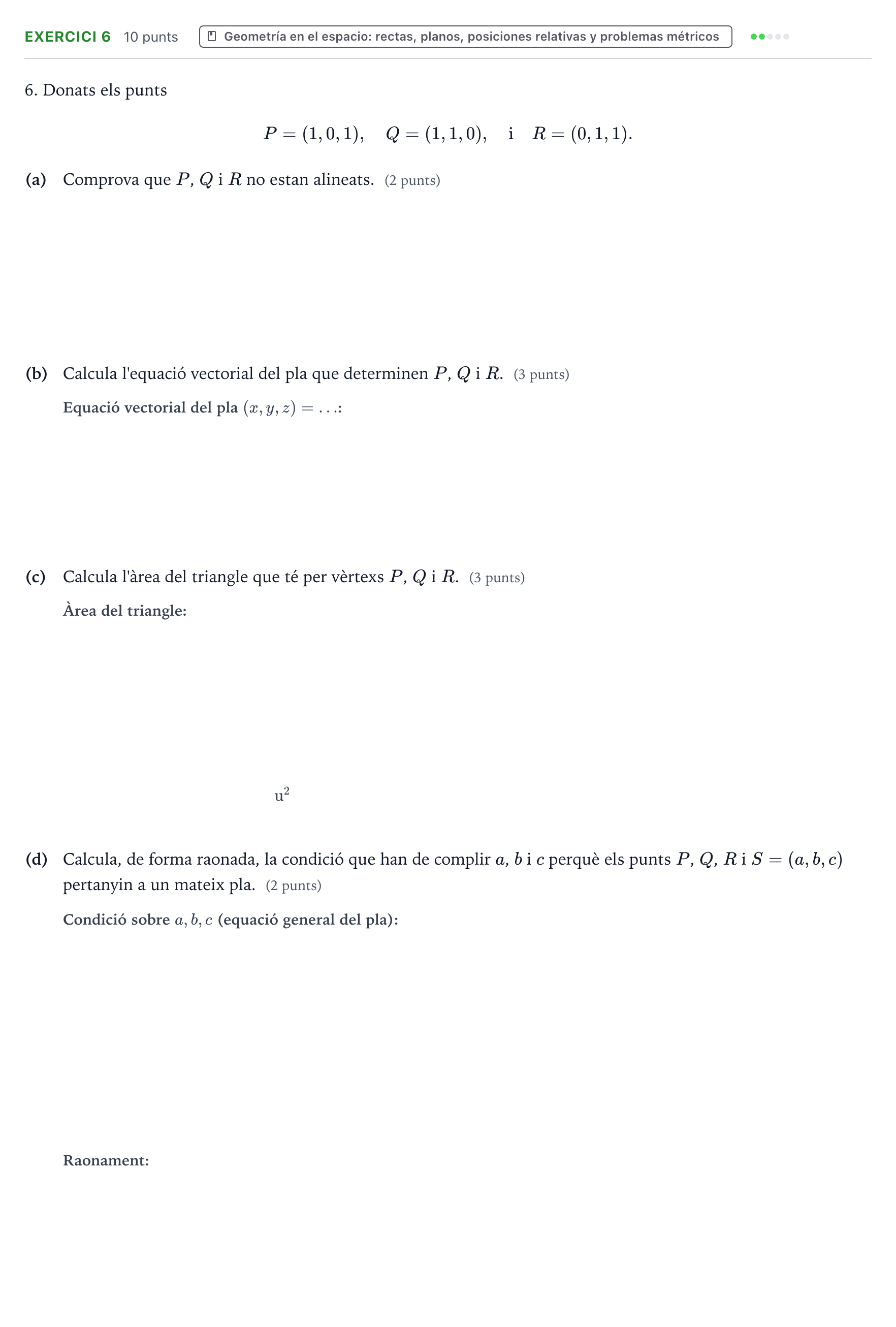 Enunciado: Problema 6 · Matemáticas II PAU Baleares Extraordinaria 2021