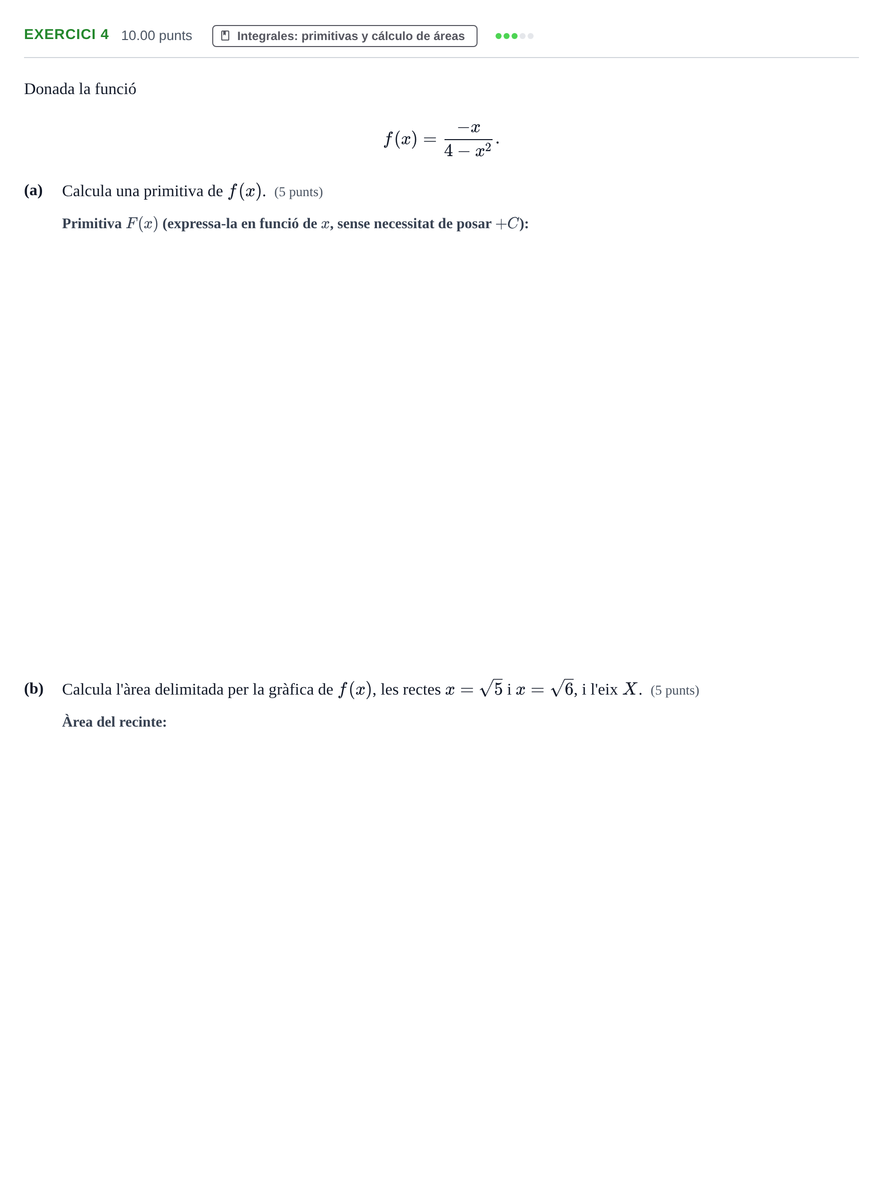 Enunciado: Problema 4 · Matemáticas II PAU Baleares Ordinaria 2021
