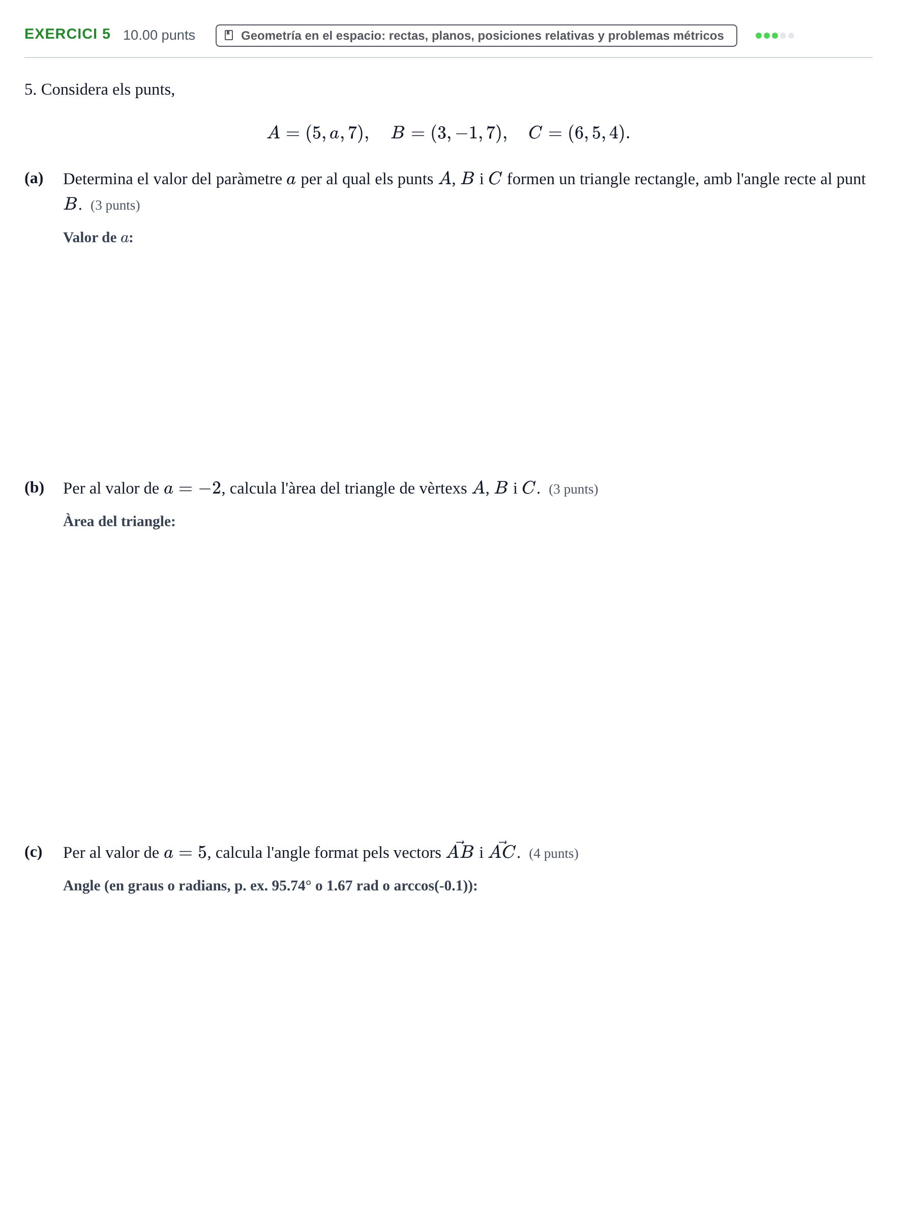 Enunciado: Problema 5 · Matemáticas II PAU Baleares Ordinaria 2021