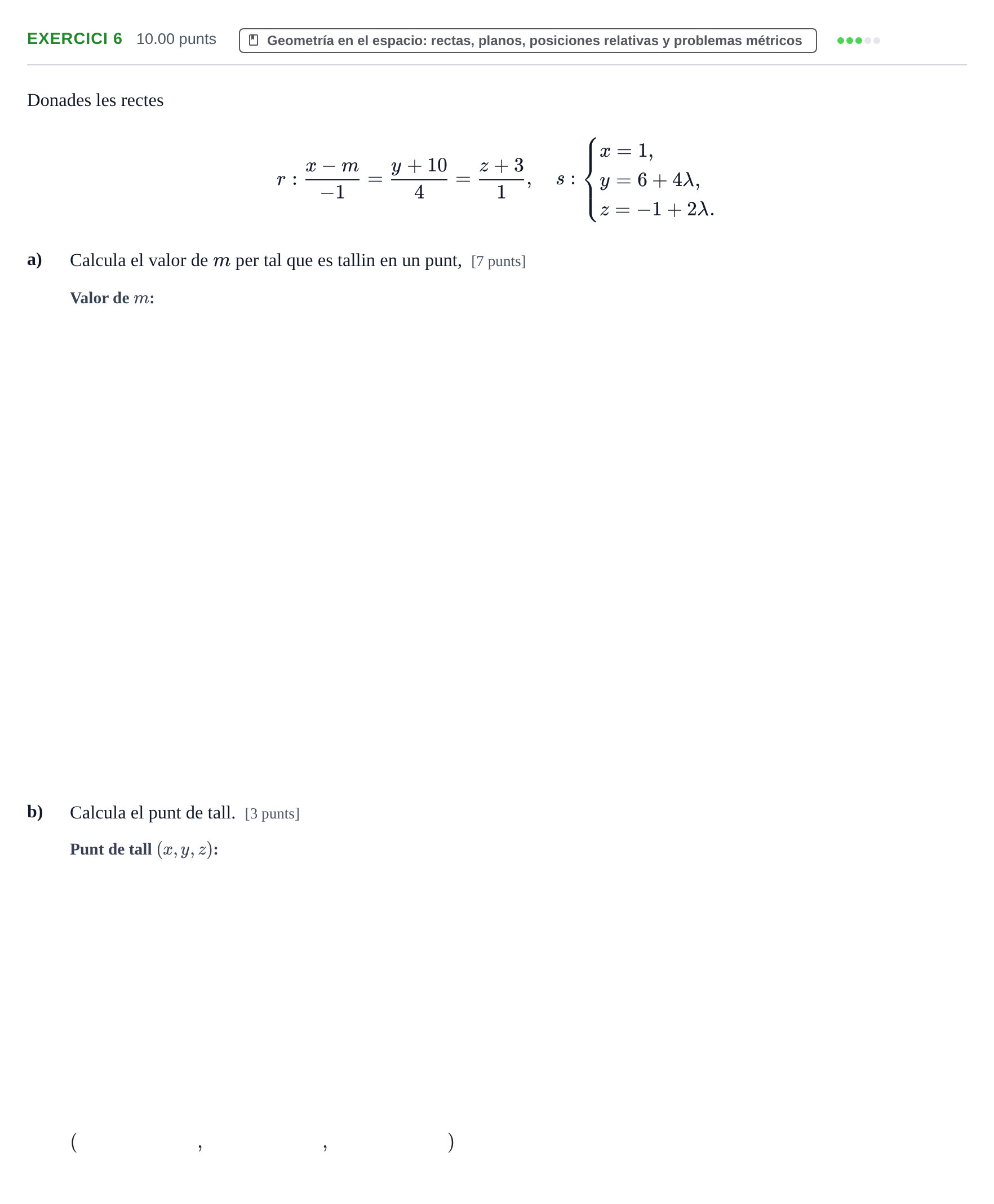 Enunciado: Problema 6 · Matemáticas II PAU Baleares Ordinaria 2021