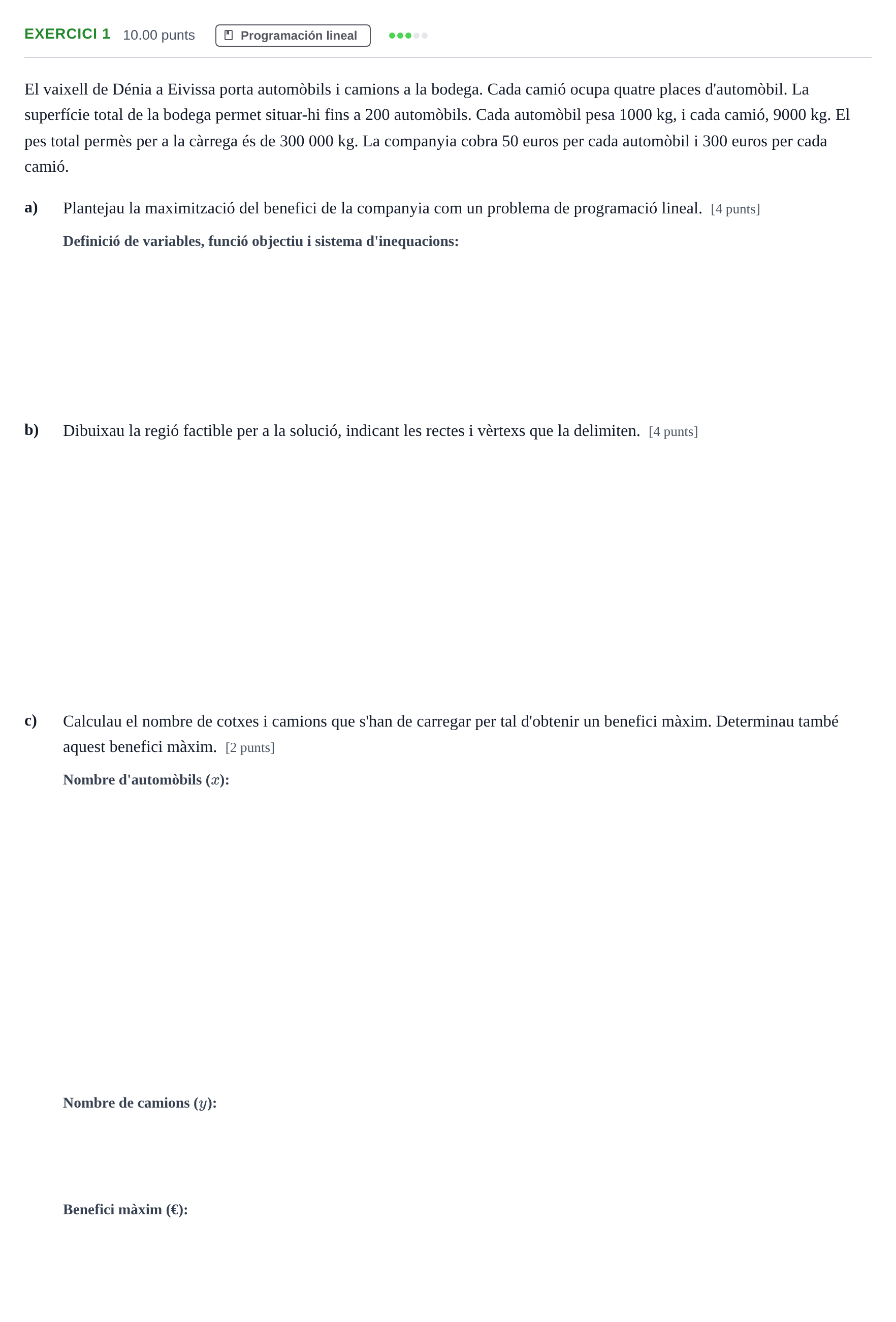 Enunciado: Problema 1 · Matemáticas aplicadas a las Ciencias Sociales II PAU Baleares Extraordinaria 2021