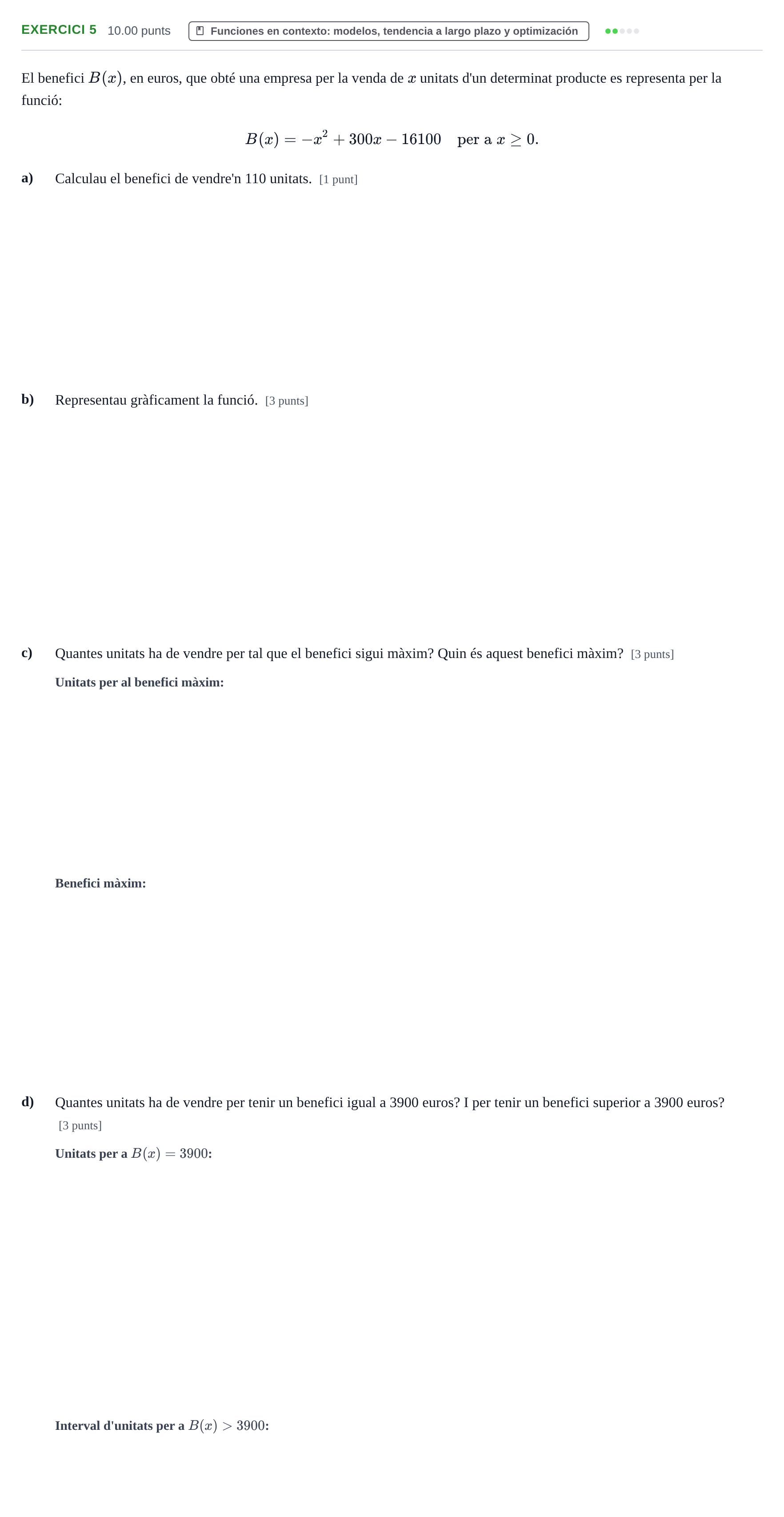 Enunciado: Problema 5 · Matemáticas aplicadas a las Ciencias Sociales II PAU Baleares Ordinaria 2021