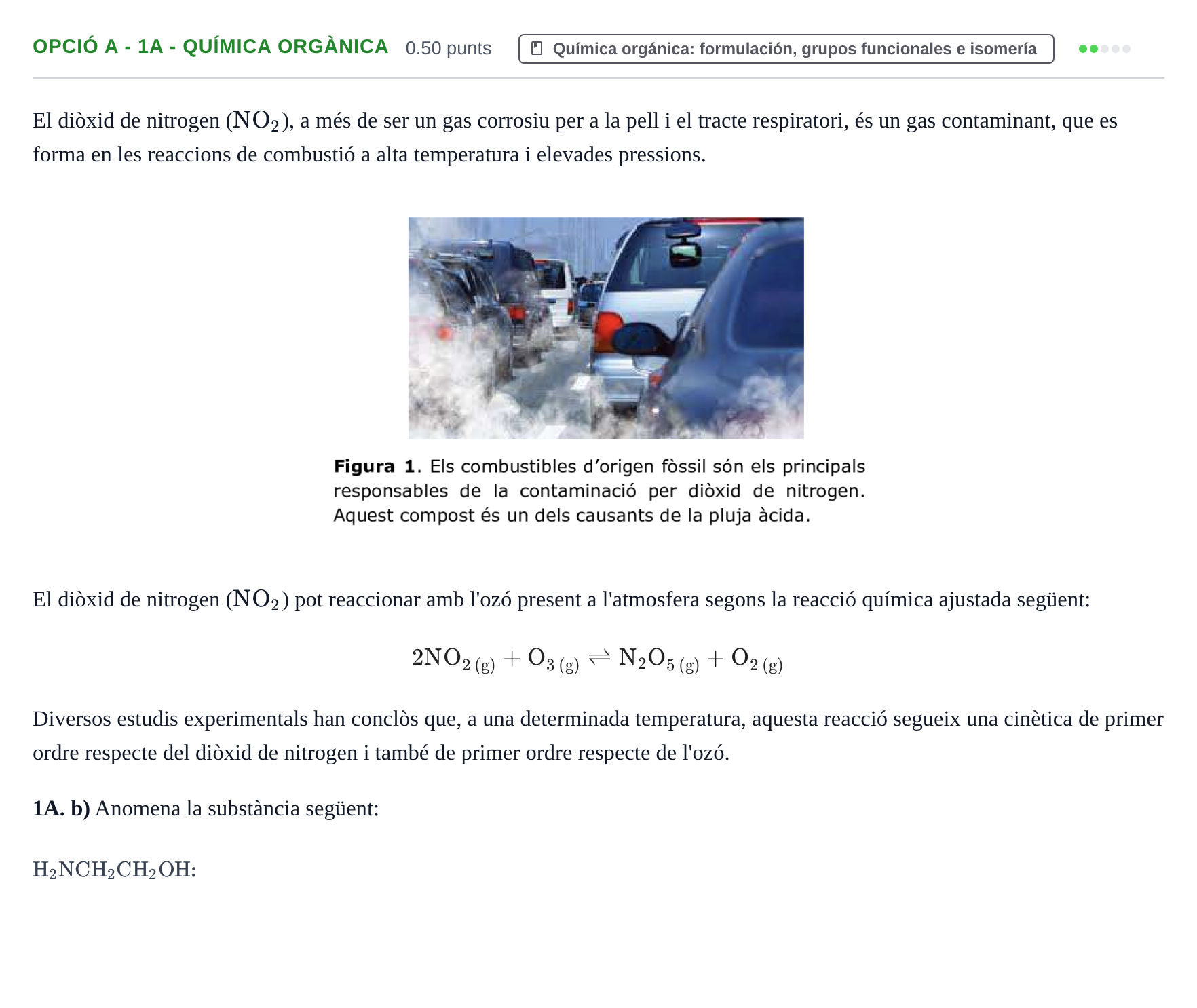 Enunciado: Ejercicio Opció A - 1A - Química orgànica · Química PAU Baleares Ordinaria 2021
