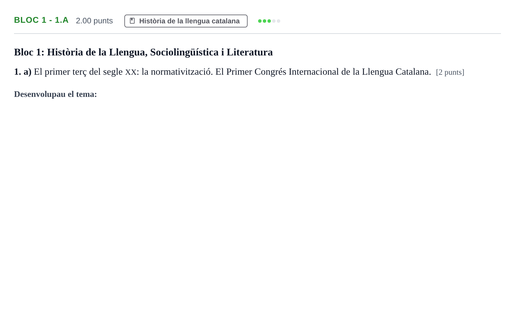 Enunciado: Ejercicio Bloc 1 - 1.a · Lengua Catalana y Literatura II PAU Baleares Extraordinaria 2021