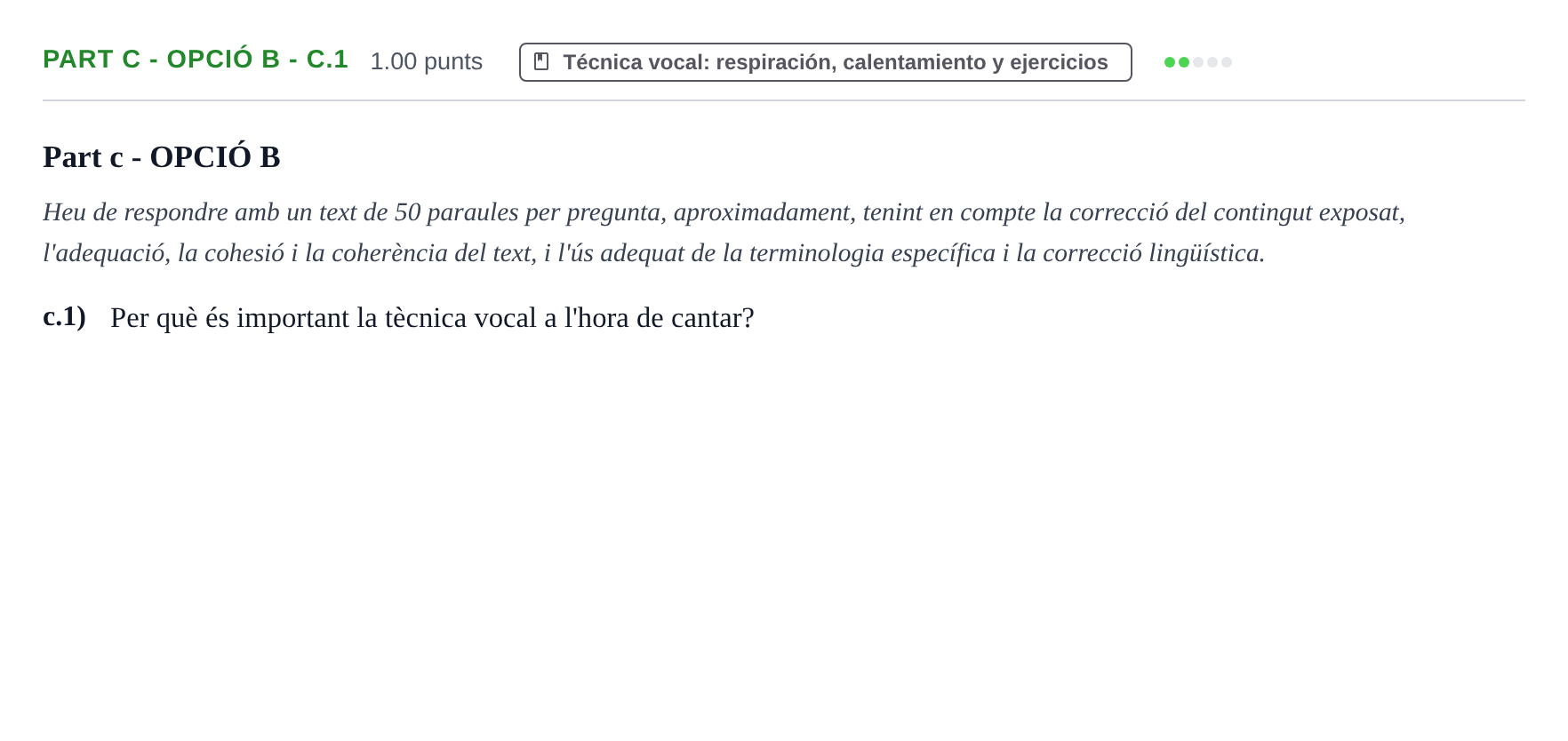 Enunciado: Part c - Opció B - c.1 · Coro y Técnica Vocal PAU Baleares Extraordinaria 2024