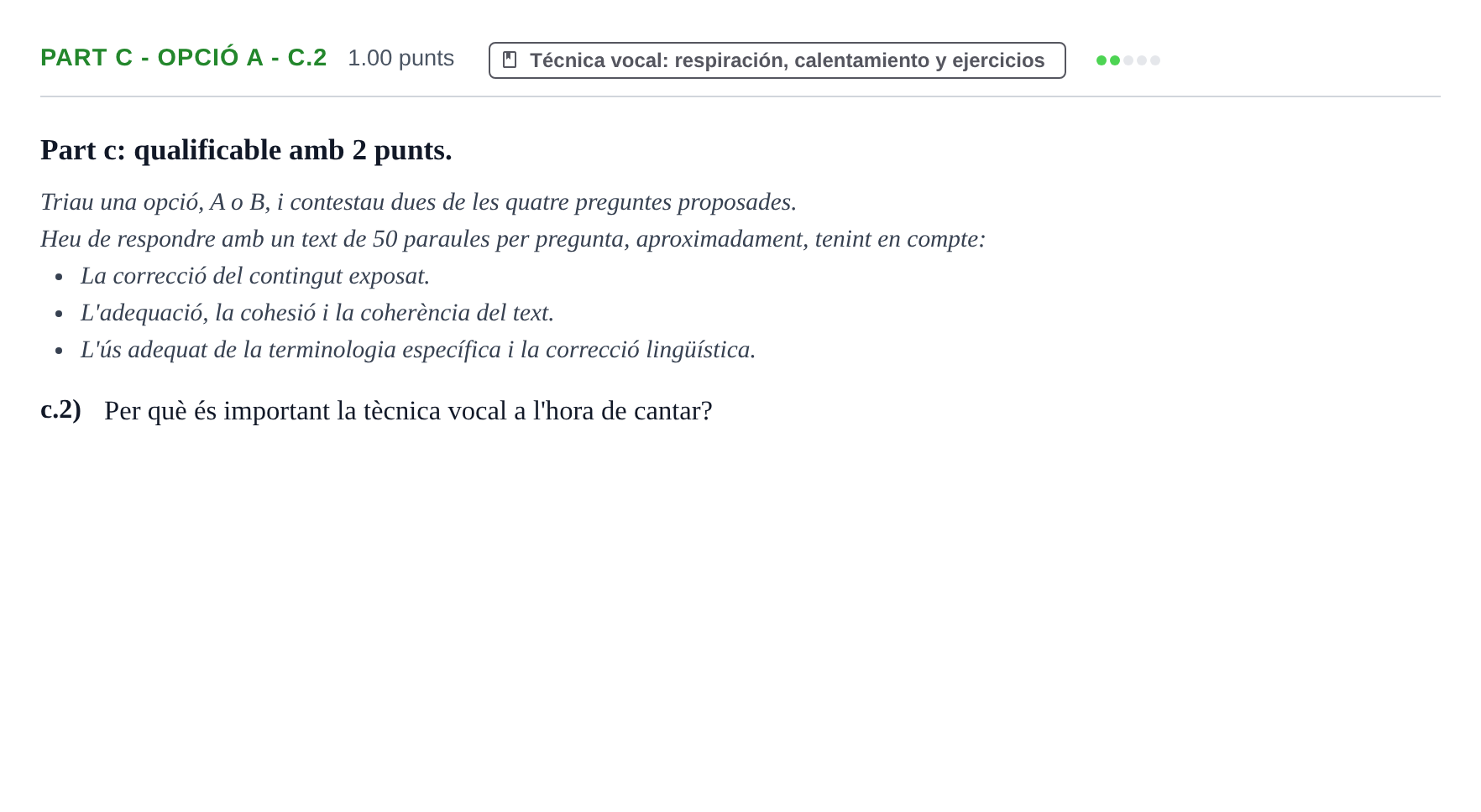 Enunciado: Part c - Opció A - c.2 · Coro y Técnica Vocal PAU Baleares Ordinaria 2024