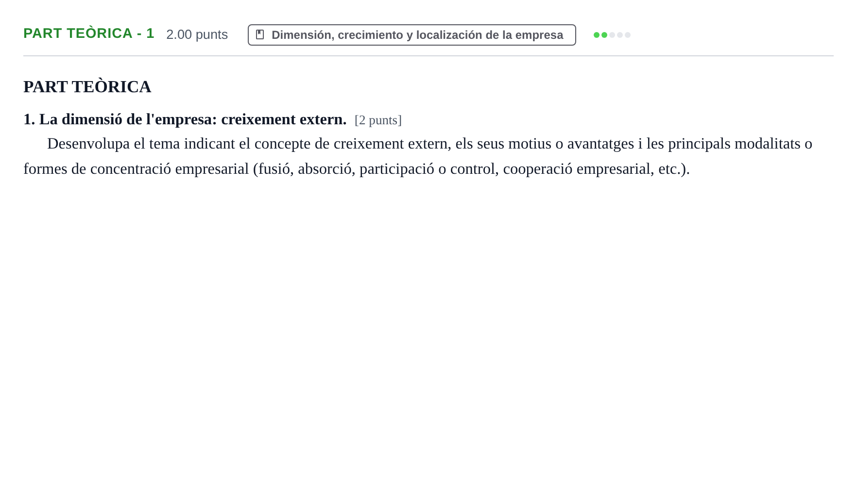 Enunciado: Part Teòrica - 1 · Empresa y Diseño de Modelos de Negocio PAU Baleares Extraordinaria 2024