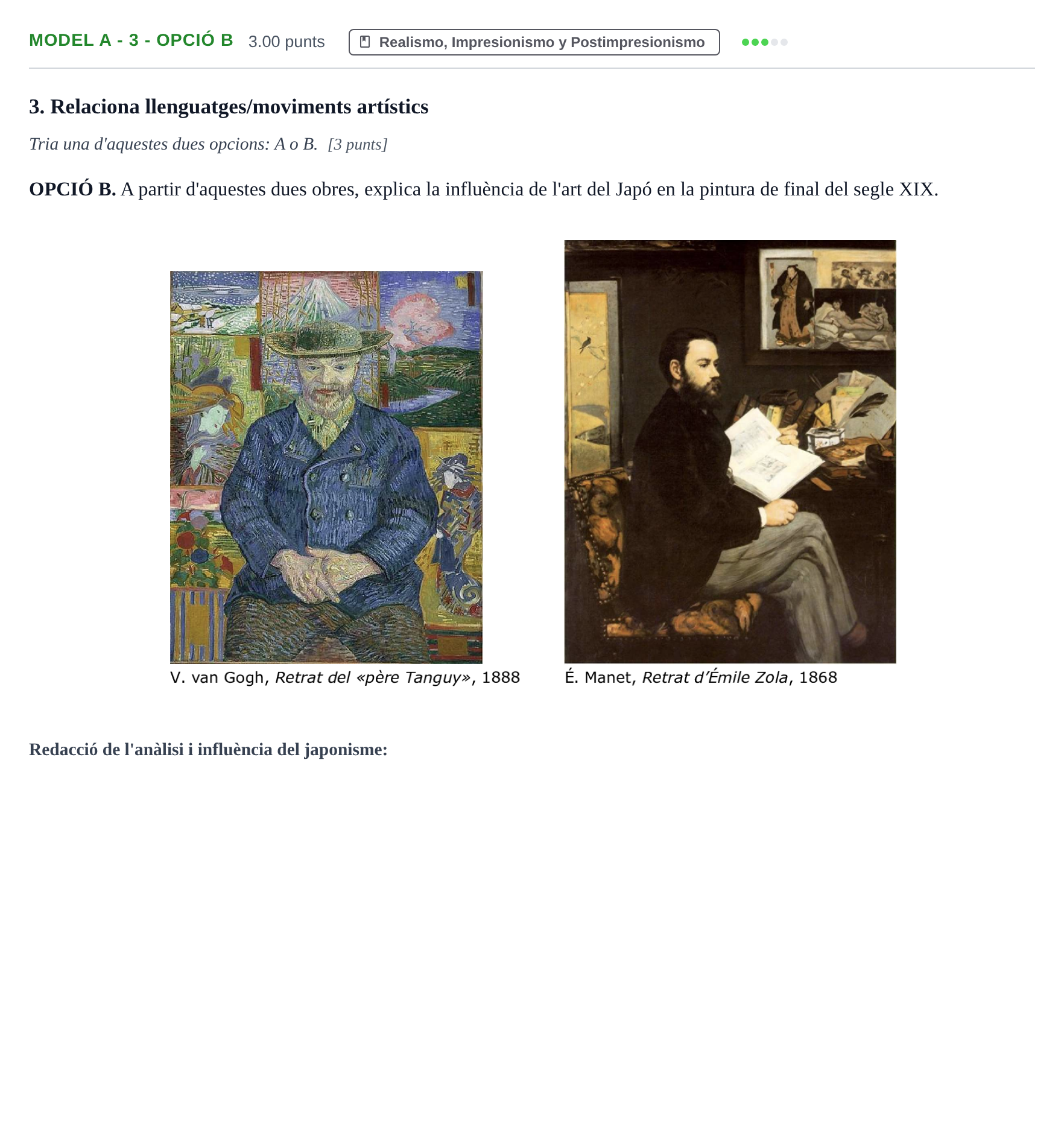 Enunciado: Ejercicio Model A - 3 - Opció B · Fundamentos Artísticos PAU Baleares Ordinaria (Fundamentos del Arte II) 2024