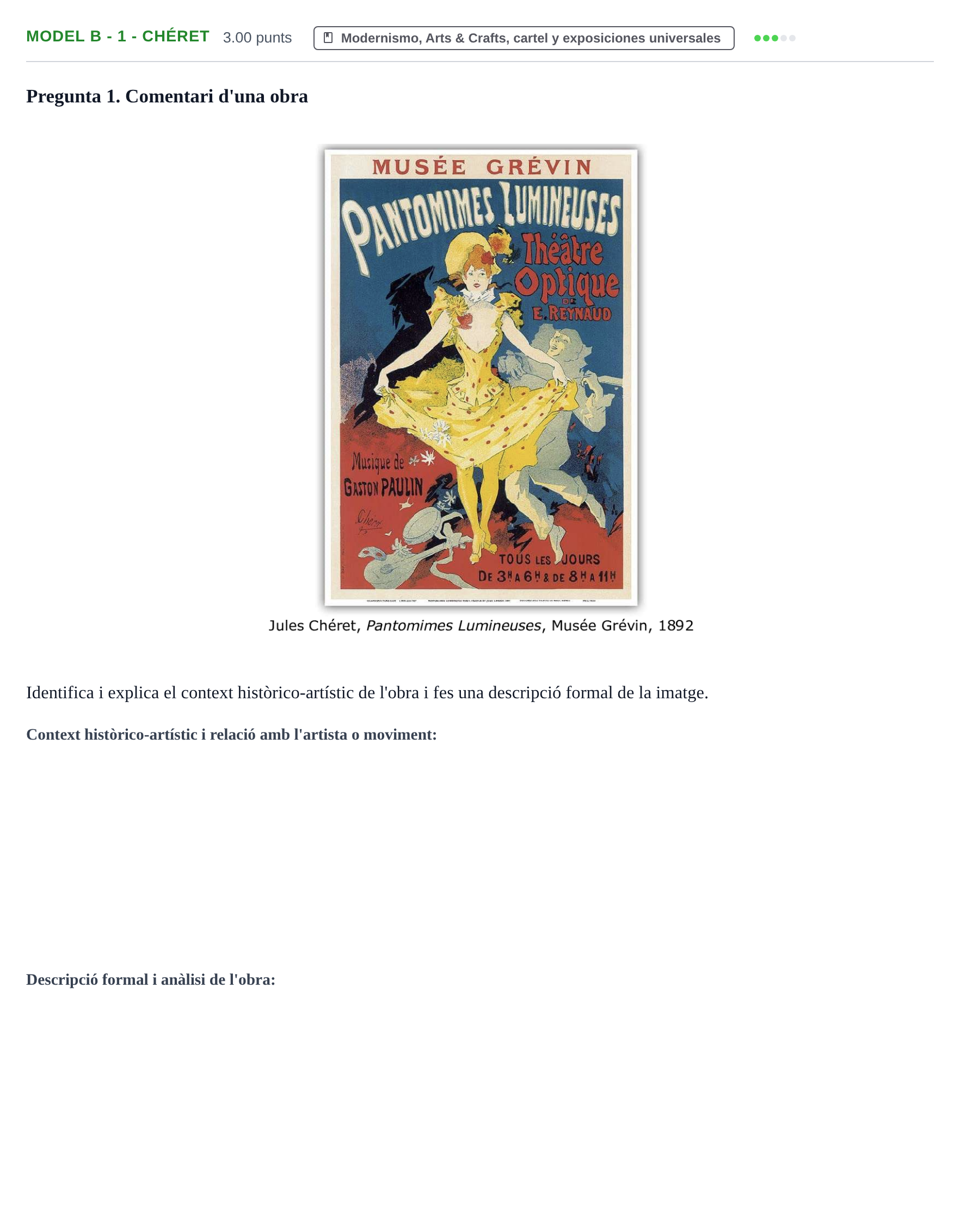 Enunciado: Ejercicio Model B - 1 - Chéret · Fundamentos Artísticos PAU Baleares Ordinaria (Fundamentos del Arte II) 2024