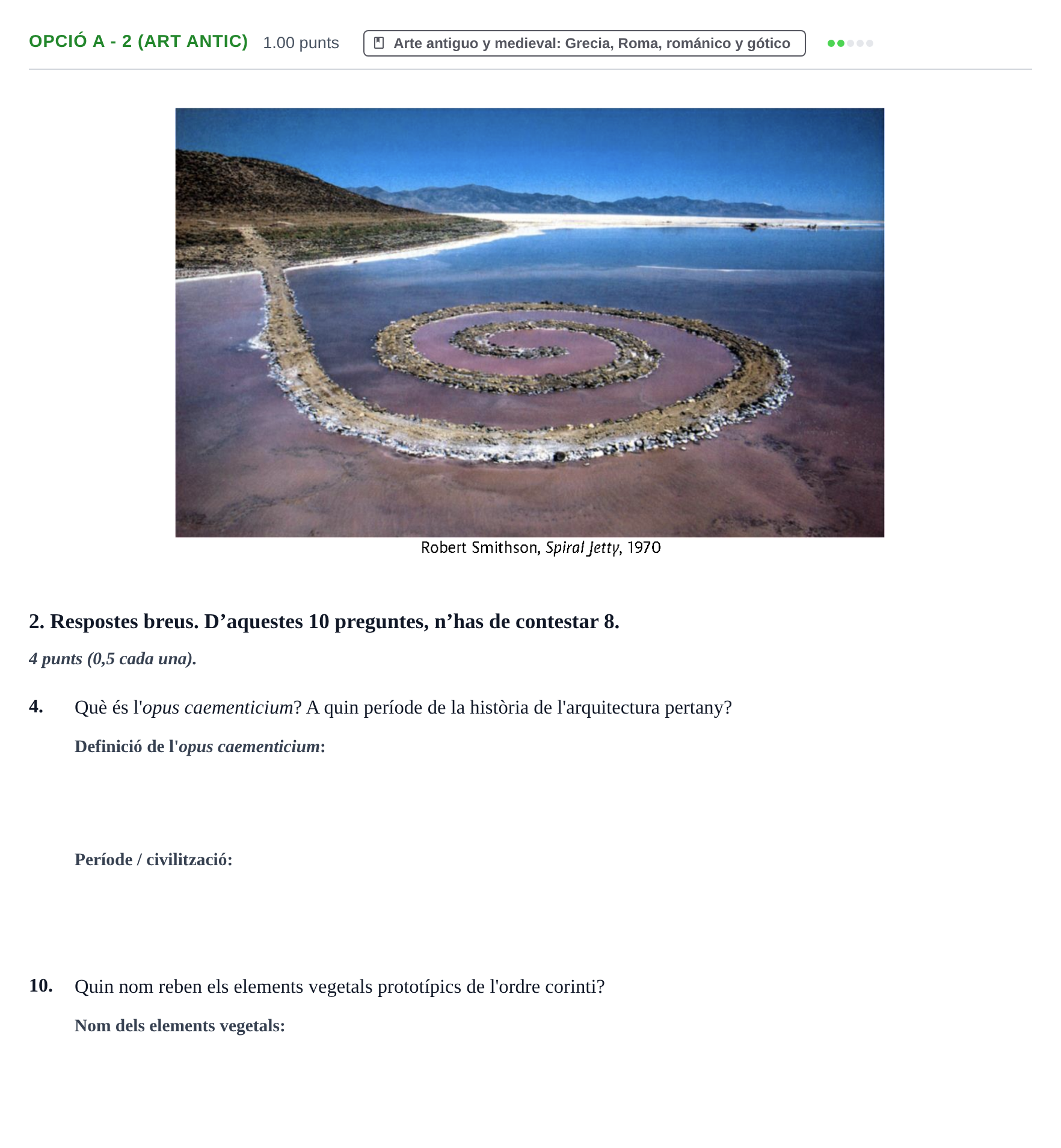 Enunciado: Ejercicio Opció A - 2 (Art antic) · Fundamentos Artísticos PAU Baleares Extraordinaria 2024