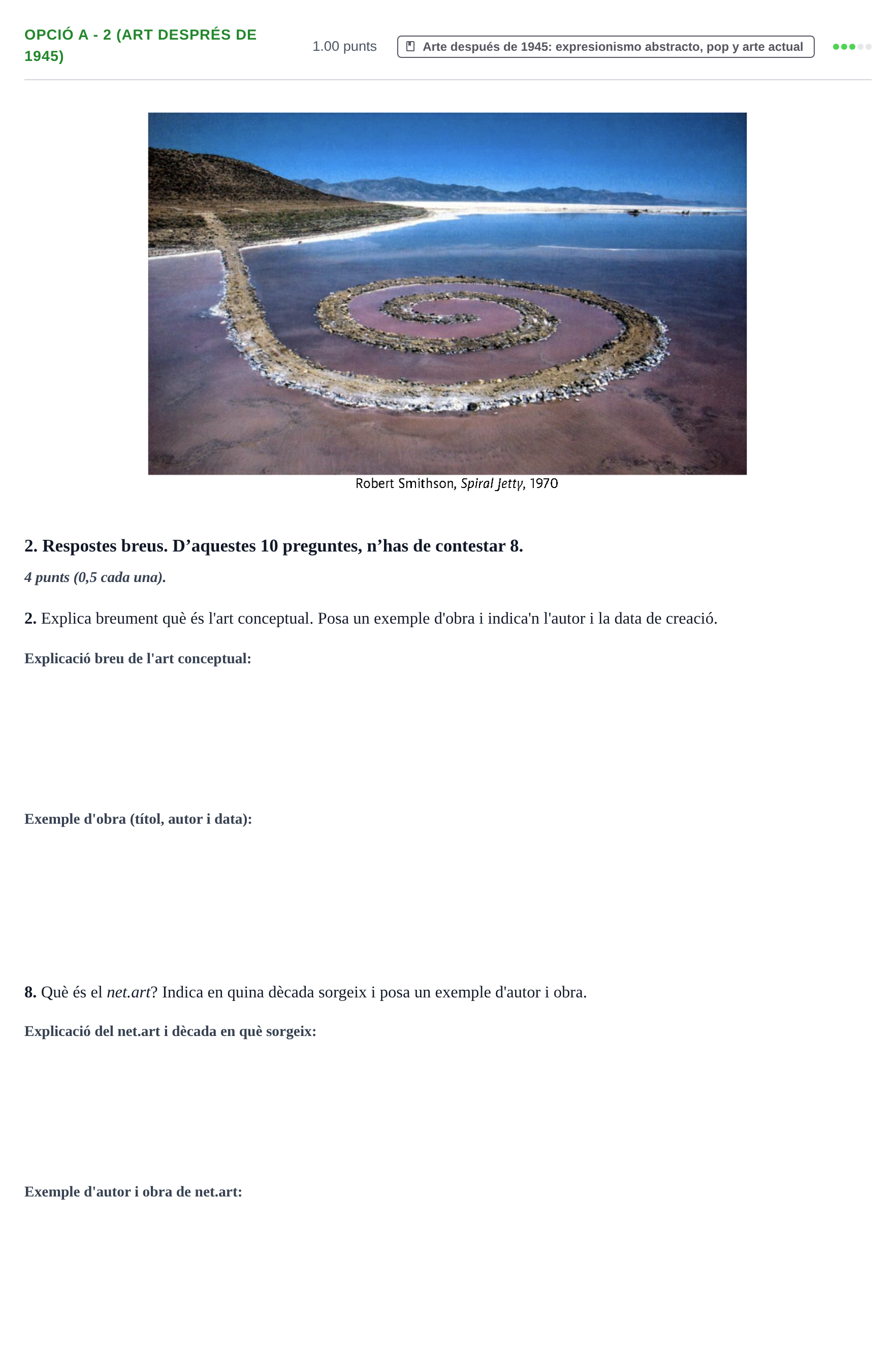 Enunciado: Ejercicio Opció A - 2 (Art després de 1945) · Fundamentos Artísticos PAU Baleares Extraordinaria 2024