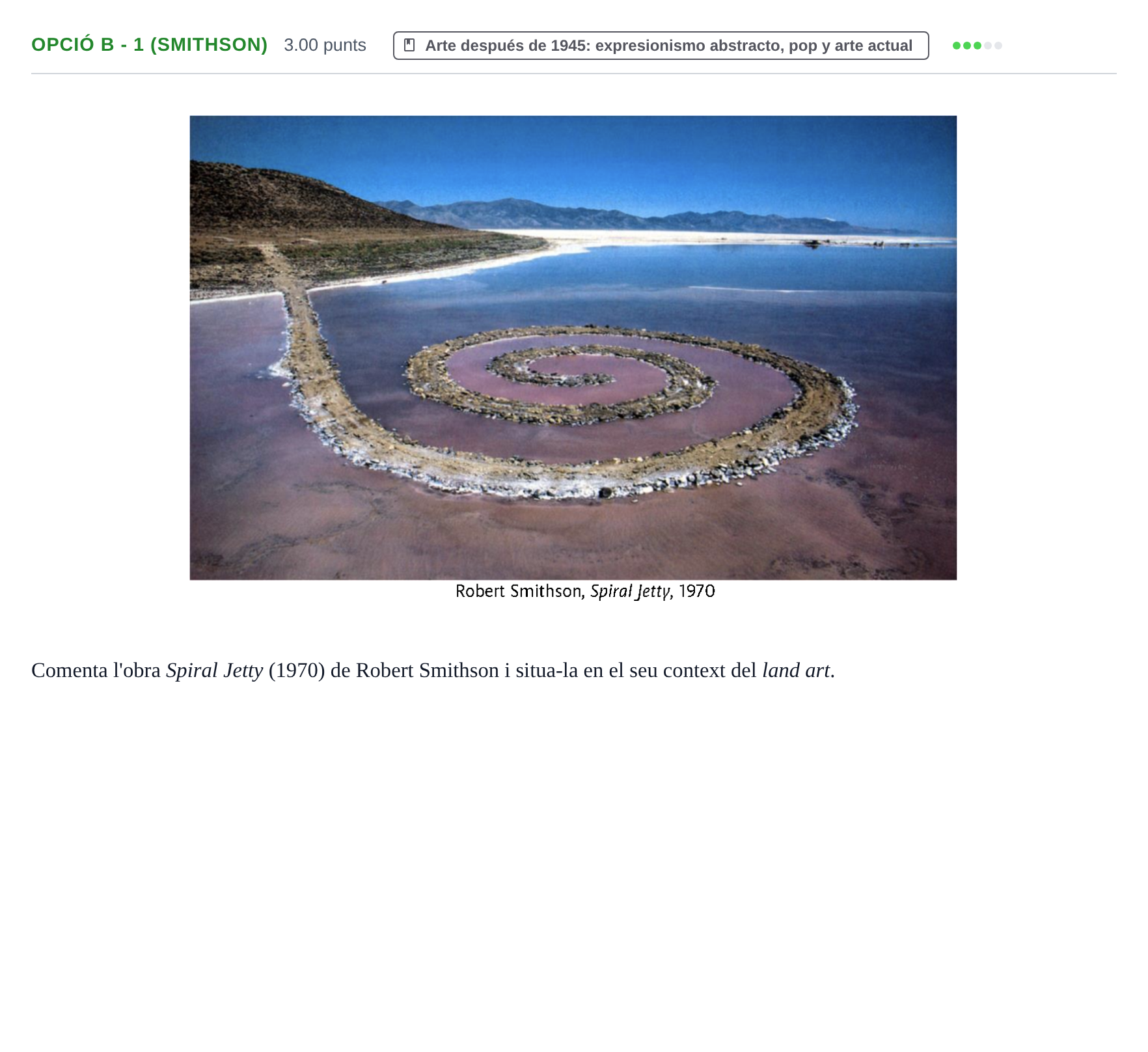 Enunciado: Ejercicio Opció B - 1 (Smithson) · Fundamentos Artísticos PAU Baleares Extraordinaria 2024