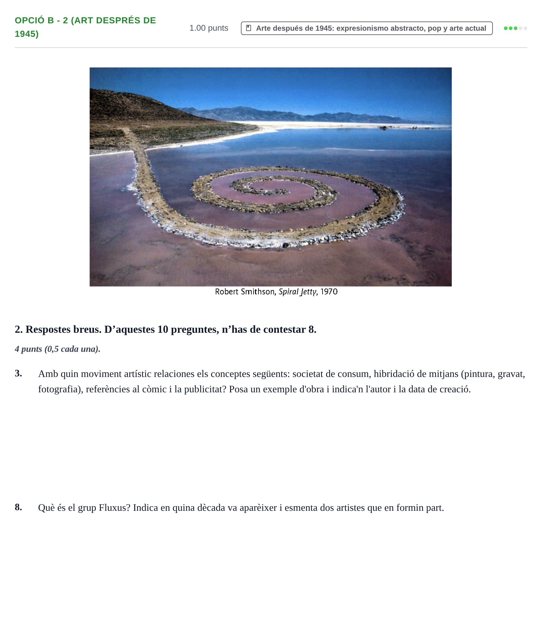 Enunciado: Ejercicio Opció B - 2 (Art després de 1945) · Fundamentos Artísticos PAU Baleares Extraordinaria 2024