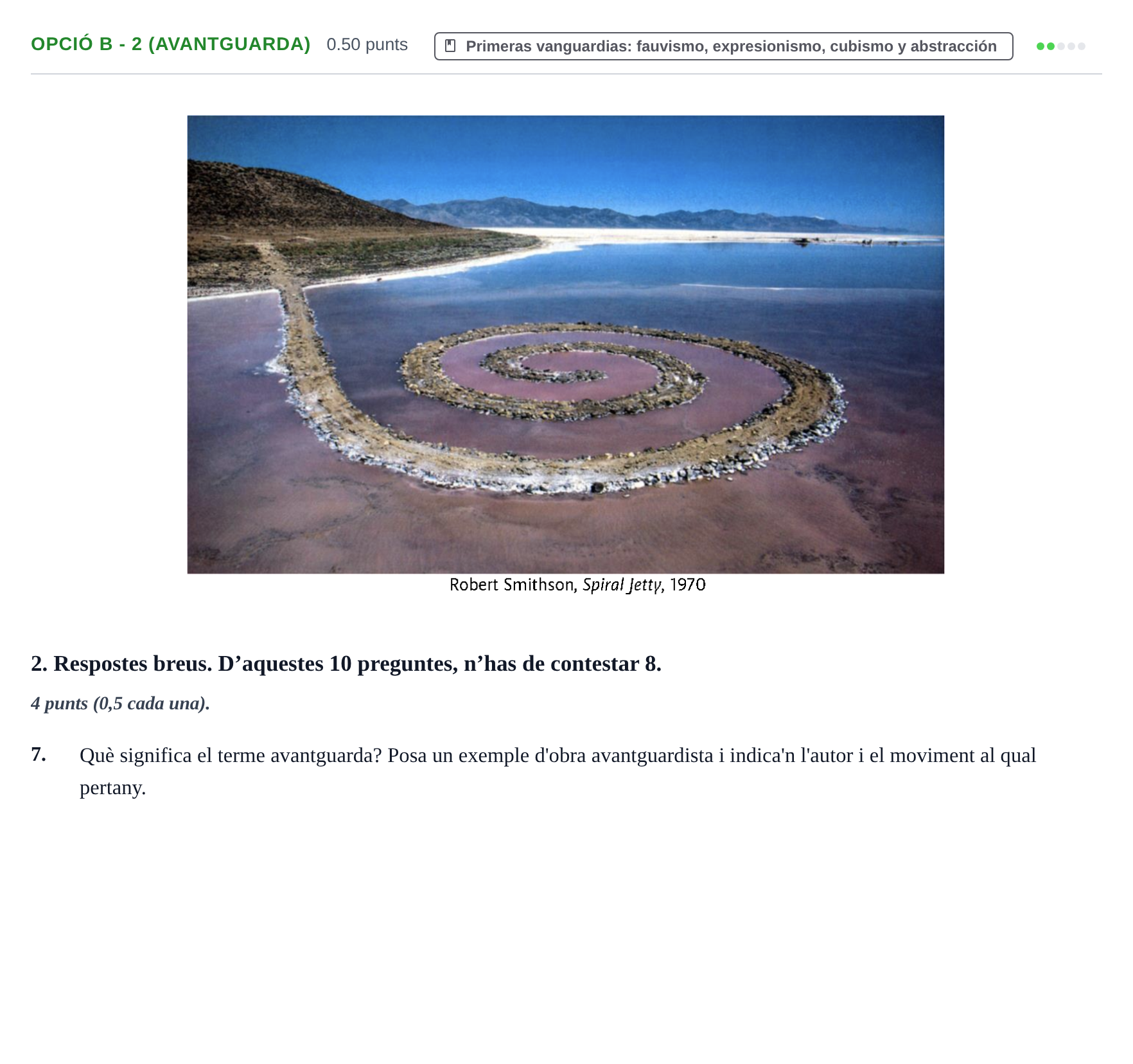 Enunciado: Ejercicio Opció B - 2 (Avantguarda) · Fundamentos Artísticos PAU Baleares Extraordinaria 2024