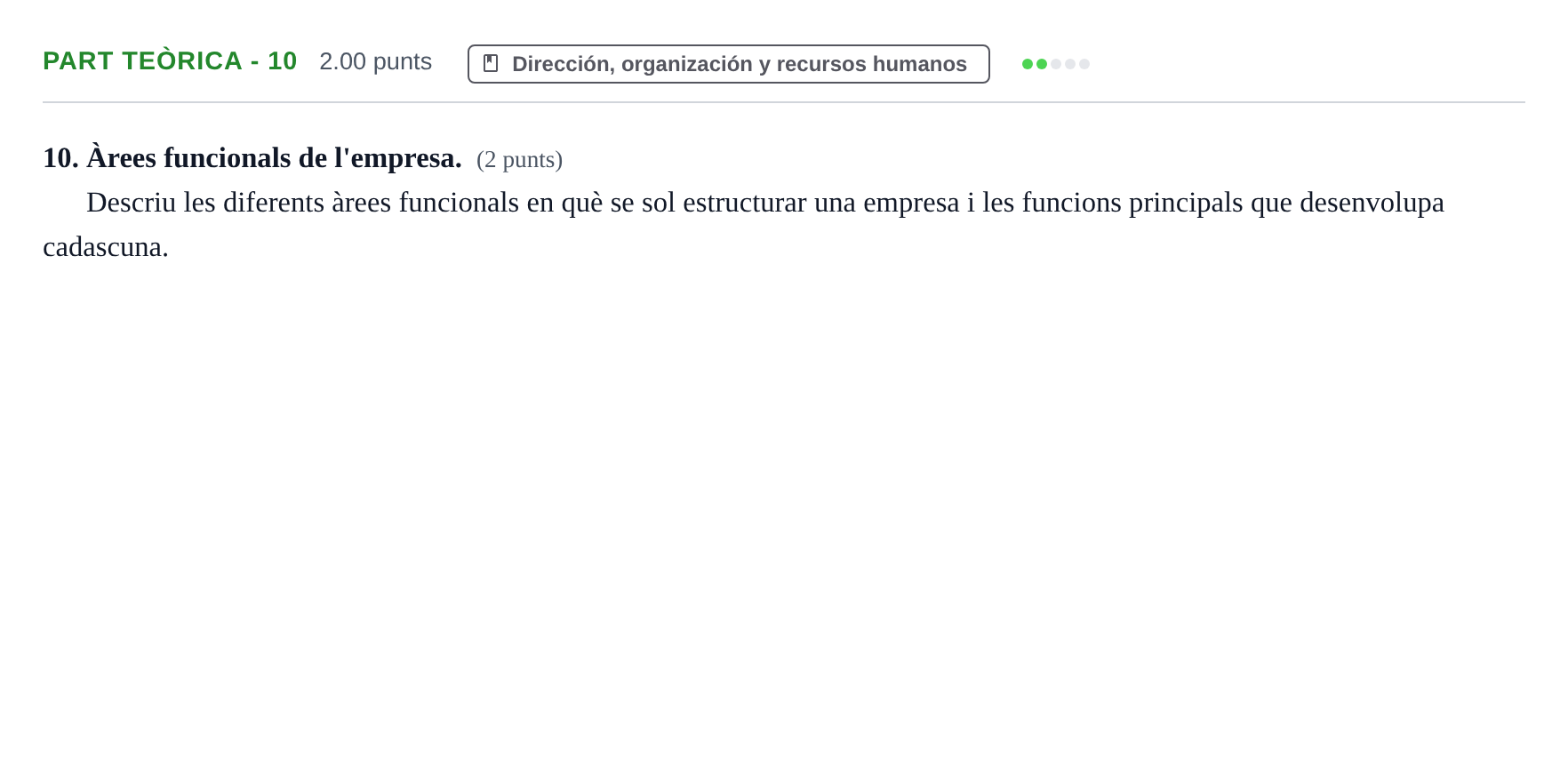 Enunciado: Part teòrica - 10 · Empresa y Diseño de Modelos de Negocio PAU Baleares Ordinaria 2024