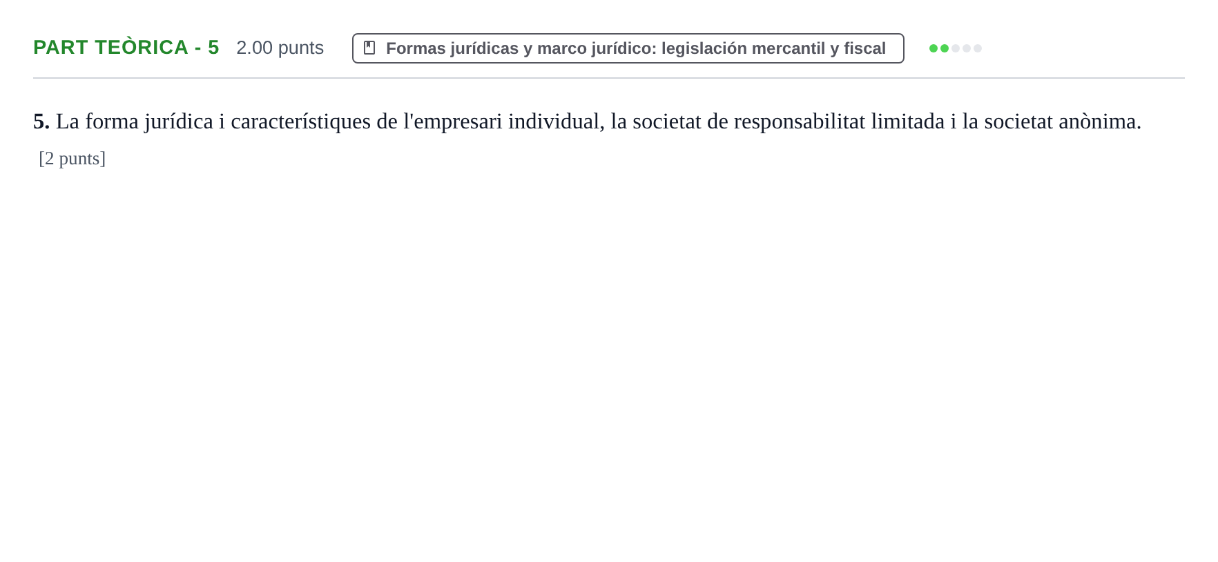 Enunciado: Part teòrica - 5 · Empresa y Diseño de Modelos de Negocio PAU Baleares Ordinaria 2024