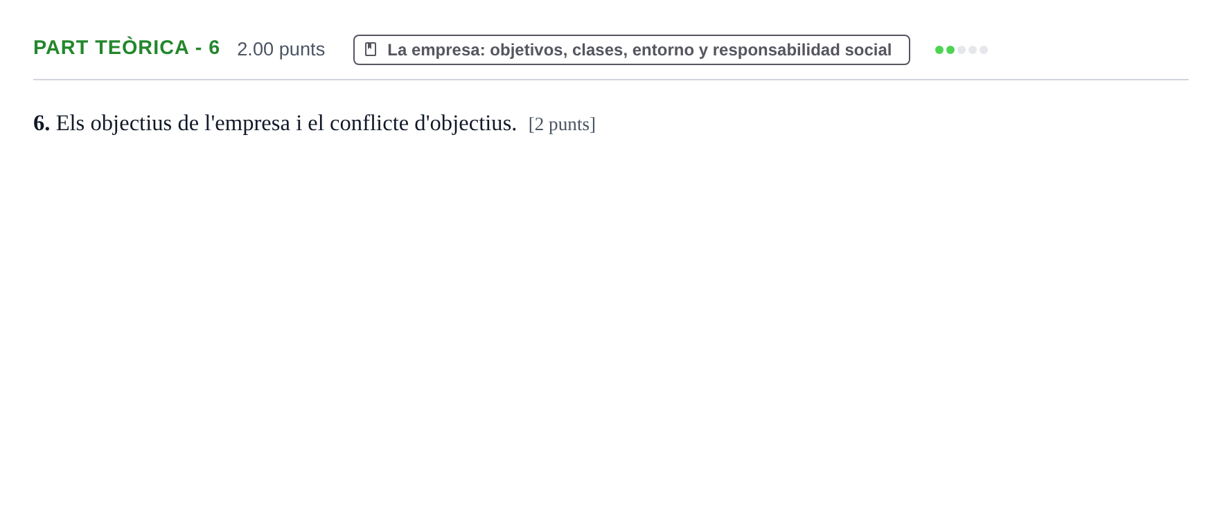 Enunciado: Part teòrica - 6 · Empresa y Diseño de Modelos de Negocio PAU Baleares Ordinaria 2024