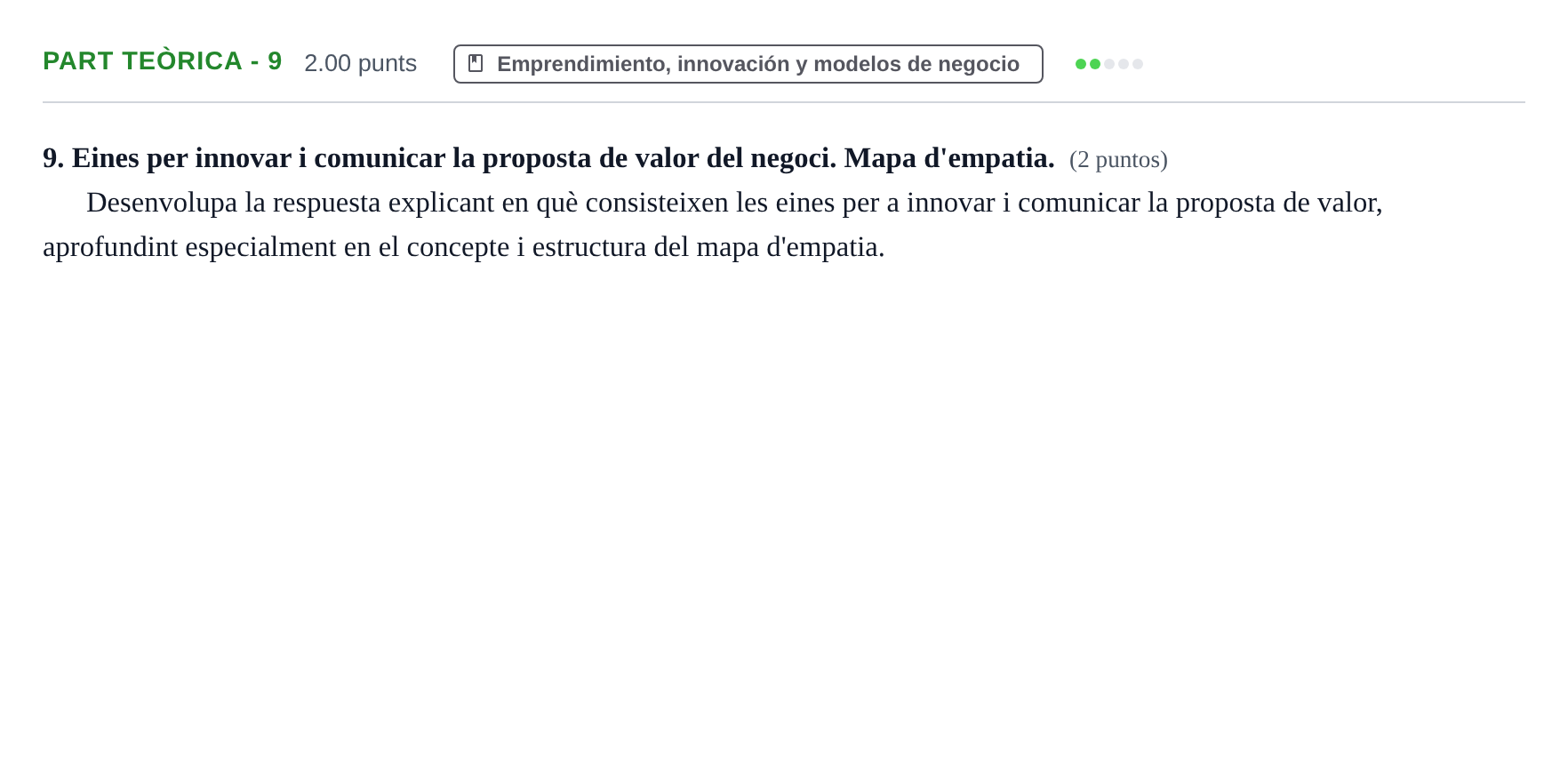 Enunciado: Part teòrica - 9 · Empresa y Diseño de Modelos de Negocio PAU Baleares Ordinaria 2024