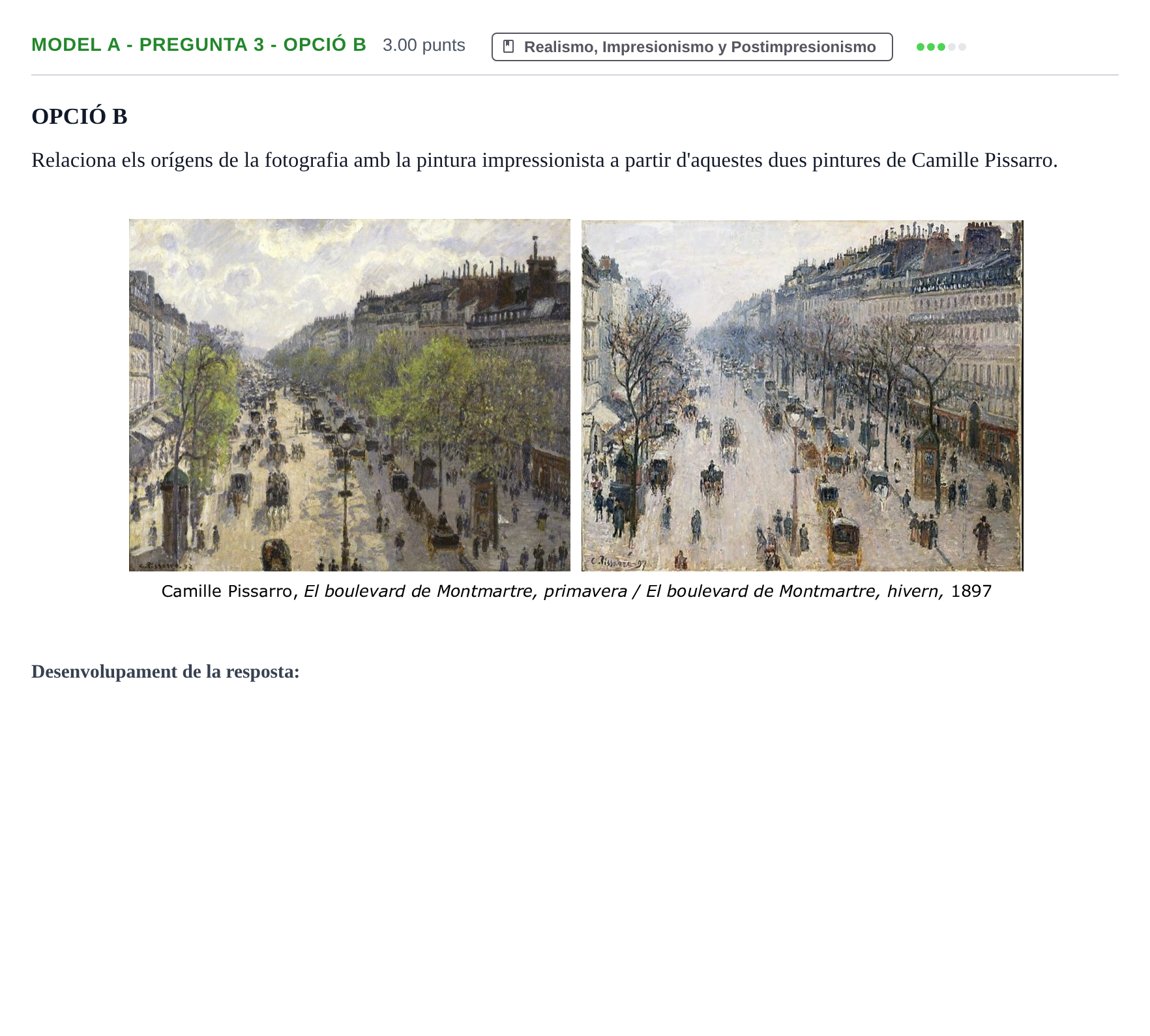 Enunciado: Ejercicio Model A - Pregunta 3 - Opció B · Fundamentos Artísticos PAU Baleares Extraordinaria (Fundamentos del Arte II) 2024