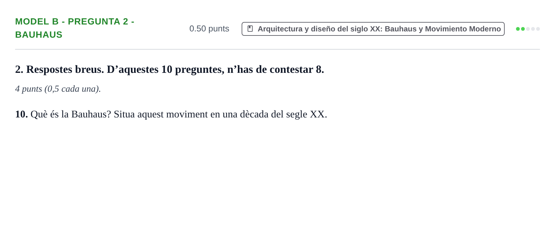 Enunciado: Ejercicio Model B - Pregunta 2 - Bauhaus · Fundamentos Artísticos PAU Baleares Extraordinaria (Fundamentos del Arte II) 2024