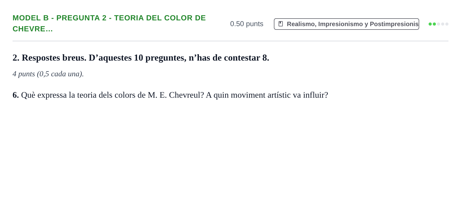 Enunciado: Ejercicio Model B - Pregunta 2 - Teoria del color de Chevre… · Fundamentos Artísticos PAU Baleares Extraordinaria (Fundamentos del Arte II) 2024