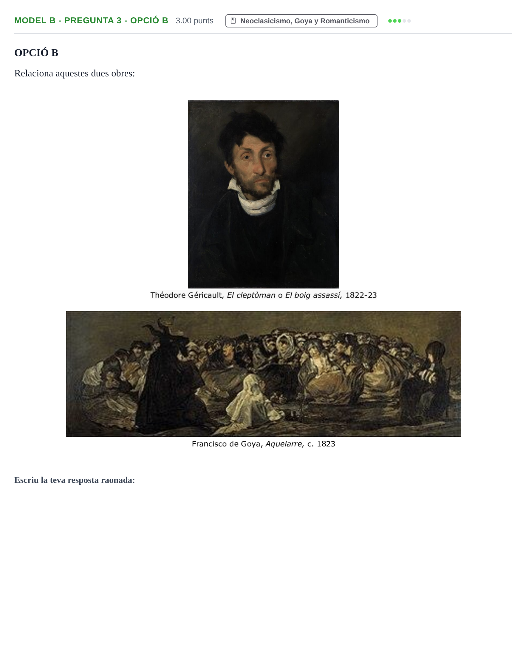 Enunciado: Ejercicio Model B - Pregunta 3 - Opció B · Fundamentos Artísticos PAU Baleares Extraordinaria (Fundamentos del Arte II) 2024