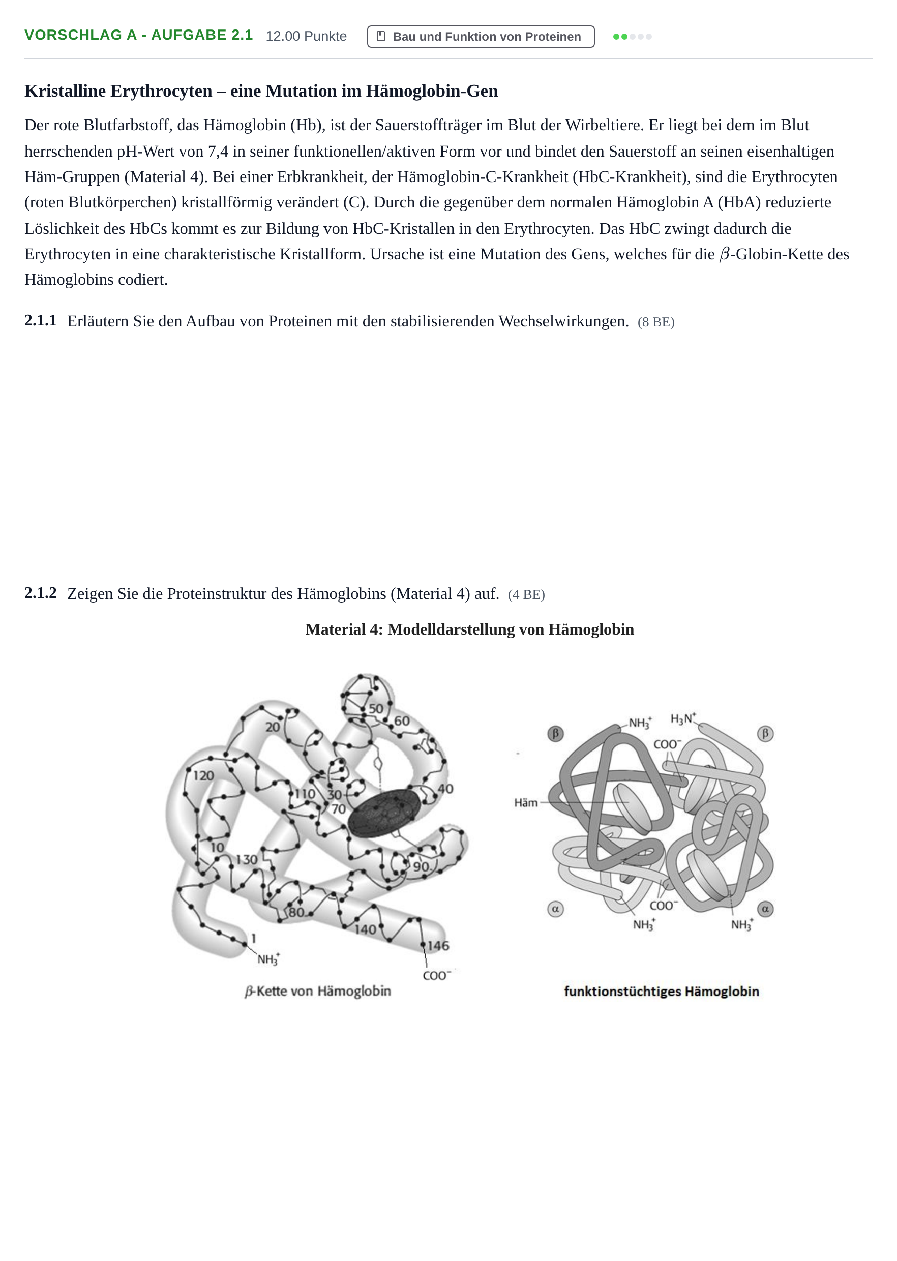 Aufgabenstellung: Aufgabe Vorschlag A - Aufgabe 2.1 · Abitur Hessen Biologietechnik LK 2021