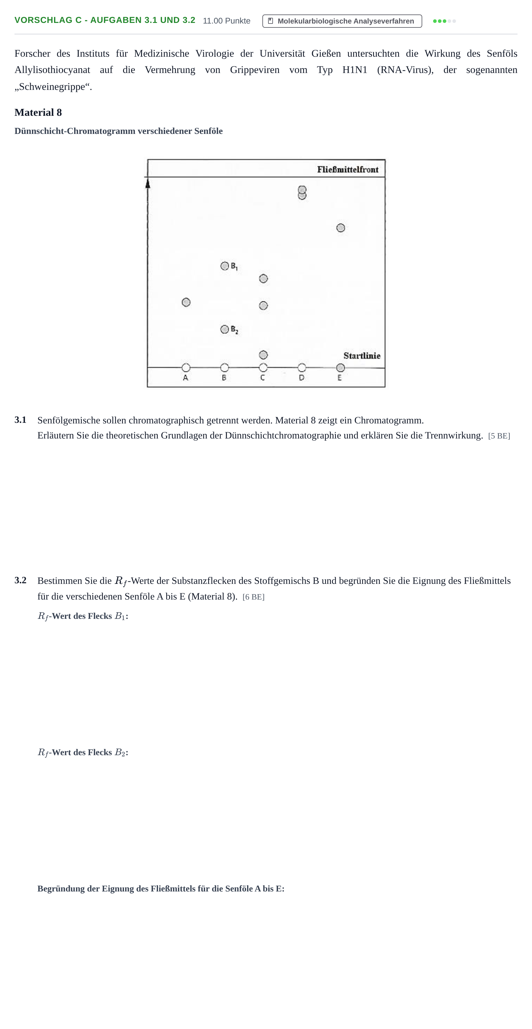 Aufgabenstellung: Aufgabe Vorschlag C - Aufgaben 3.1 und 3.2 · Abitur Hessen Biologietechnik LK 2021