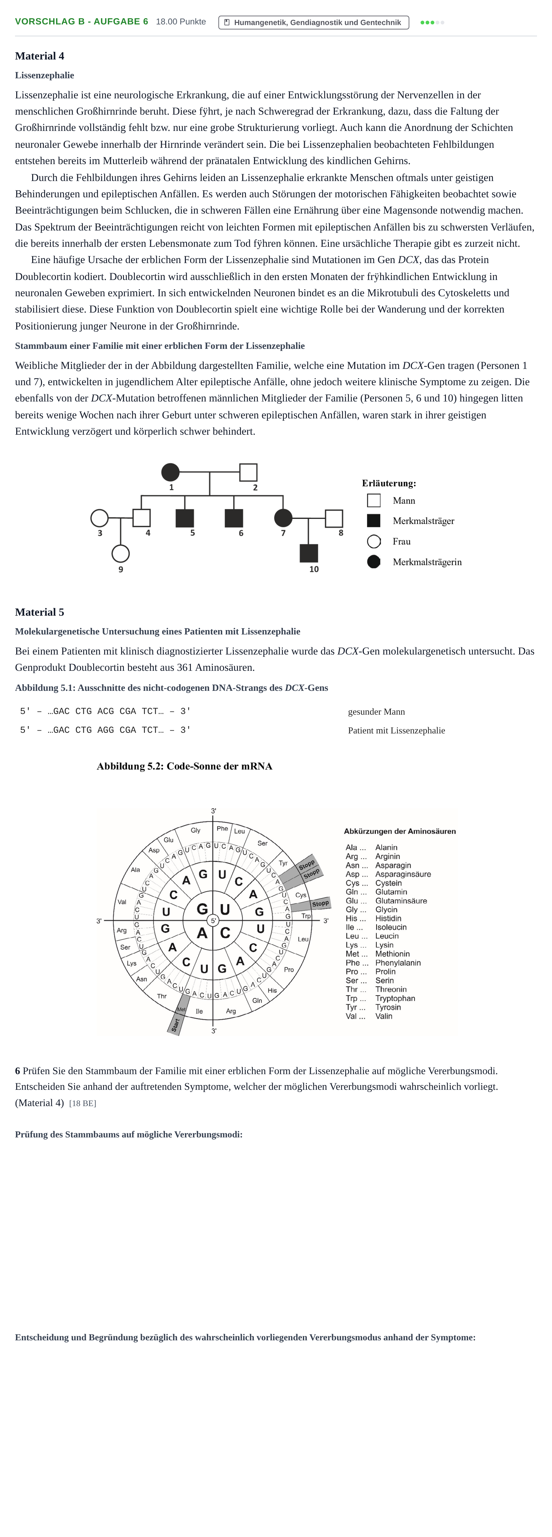 Aufgabenstellung: Aufgabe Vorschlag B - Aufgabe 6 · Abitur Hessen Biologie GK 2021