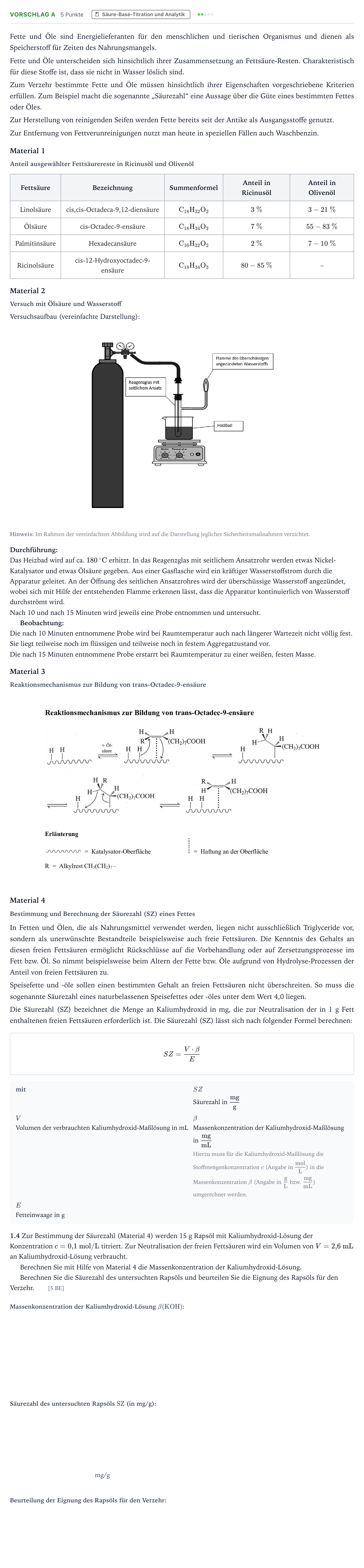 Aufgabenstellung: Aufgabe Vorschlag A - Säure-Base-Titration und Analytik · Abitur Hessen Chemie LK 2021