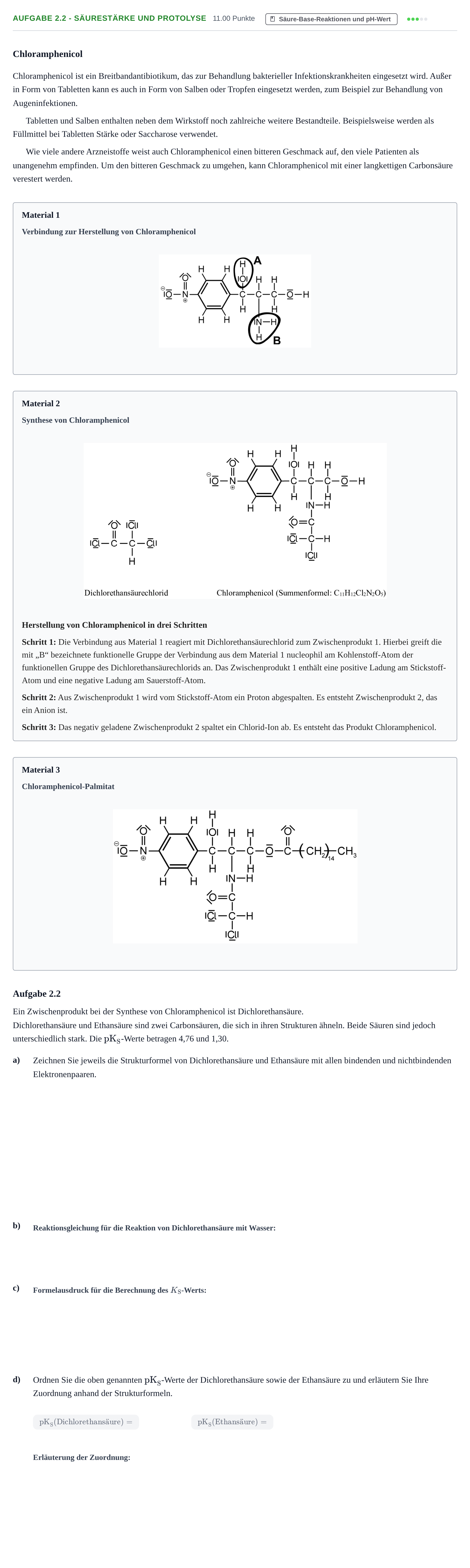 Aufgabenstellung: Aufgabe 2.2 - Säurestärke und Protolyse · Abitur Hessen Chemie GK 2021