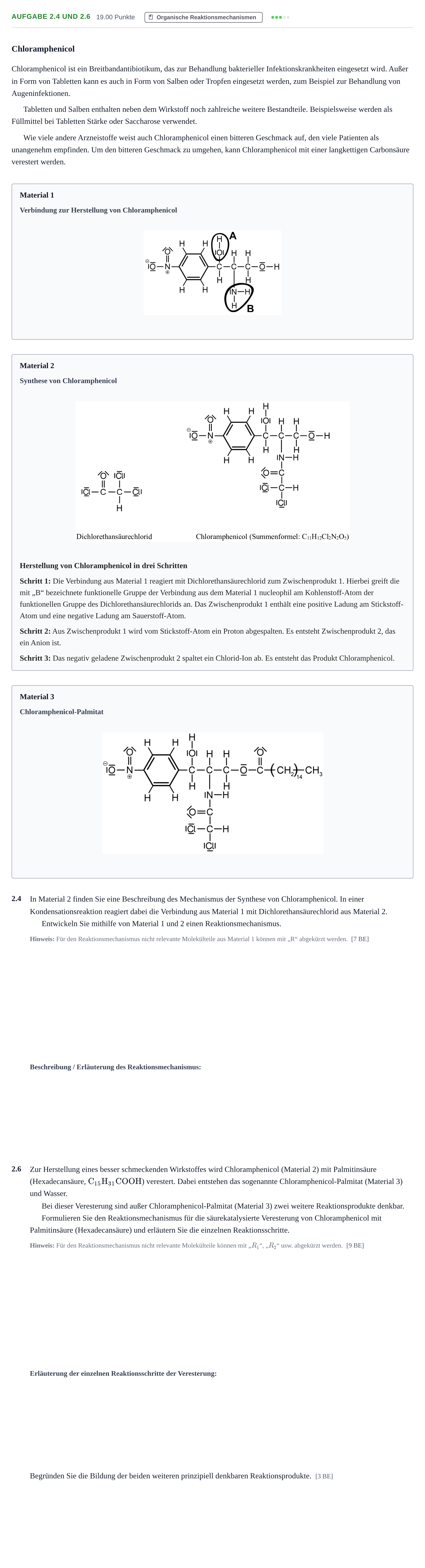Aufgabenstellung: Aufgabe 2.4 und 2.6 - Organische Reaktionsmechani… · Abitur Hessen Chemie GK 2021