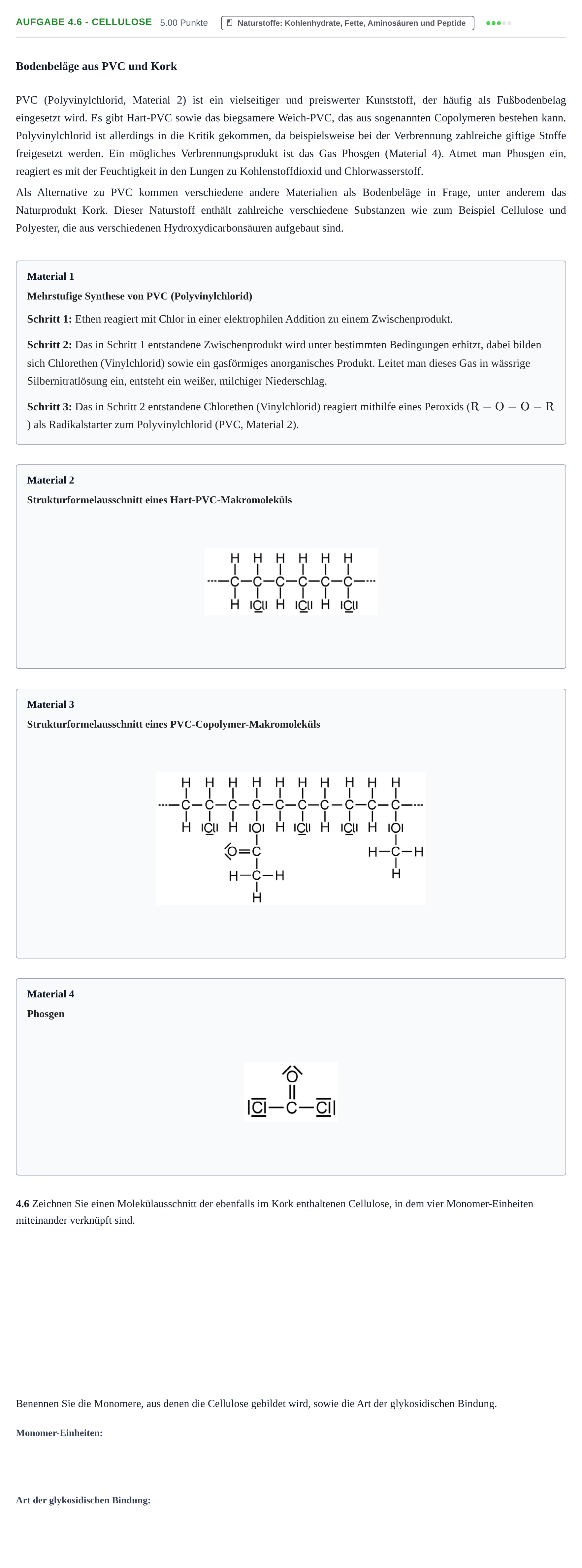 Aufgabenstellung: Aufgabe 4.6 - Cellulose · Abitur Hessen Chemie GK 2021