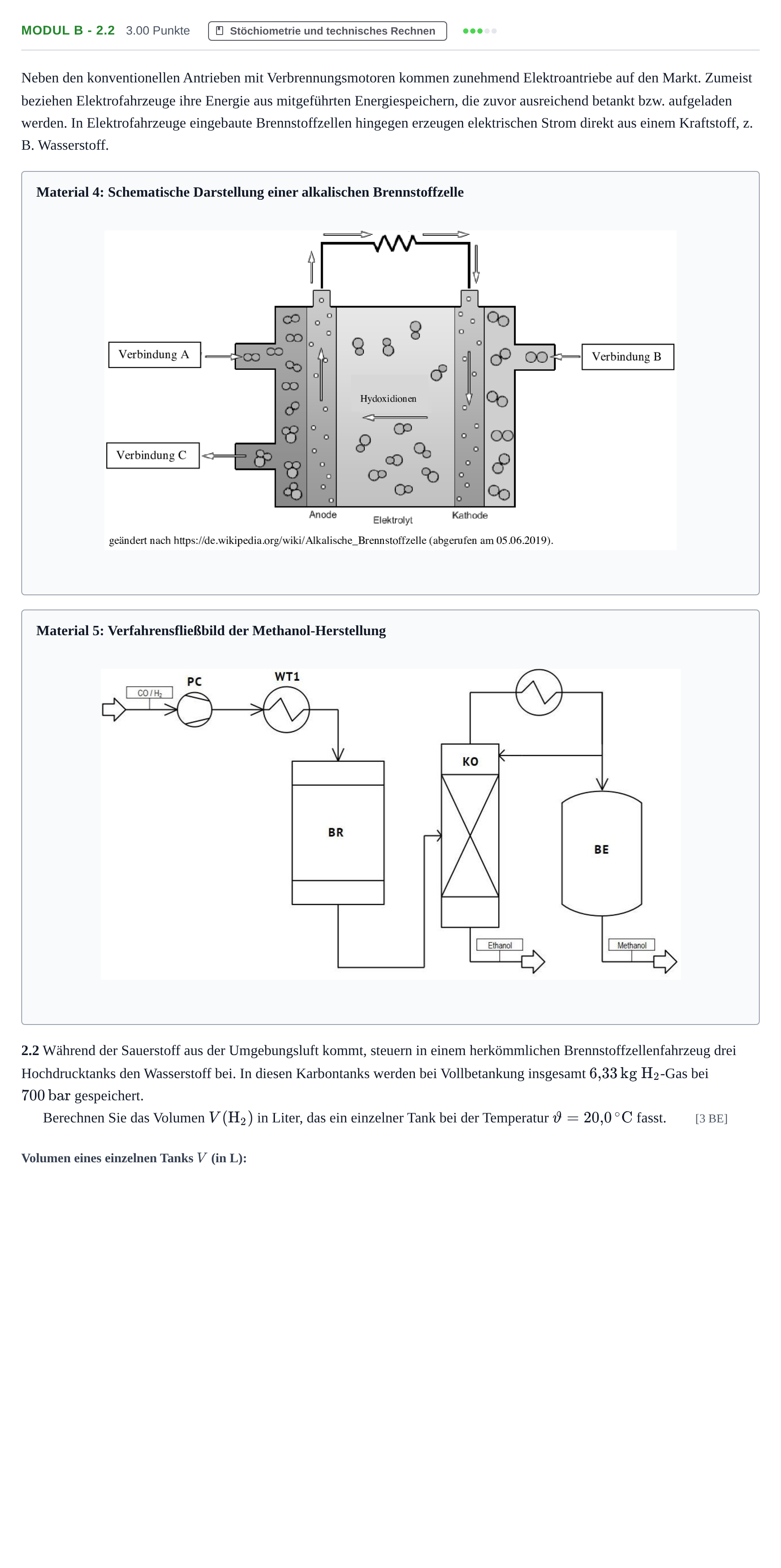 Aufgabenstellung: Aufgabe Modul B - 2.2 · Abitur Hessen Chemietechnik LK 2021