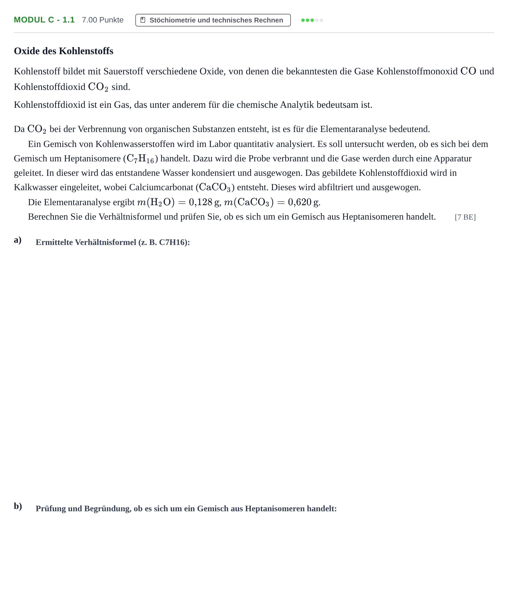 Aufgabenstellung: Aufgabe Modul C - 1.1 · Abitur Hessen Chemietechnik LK 2021