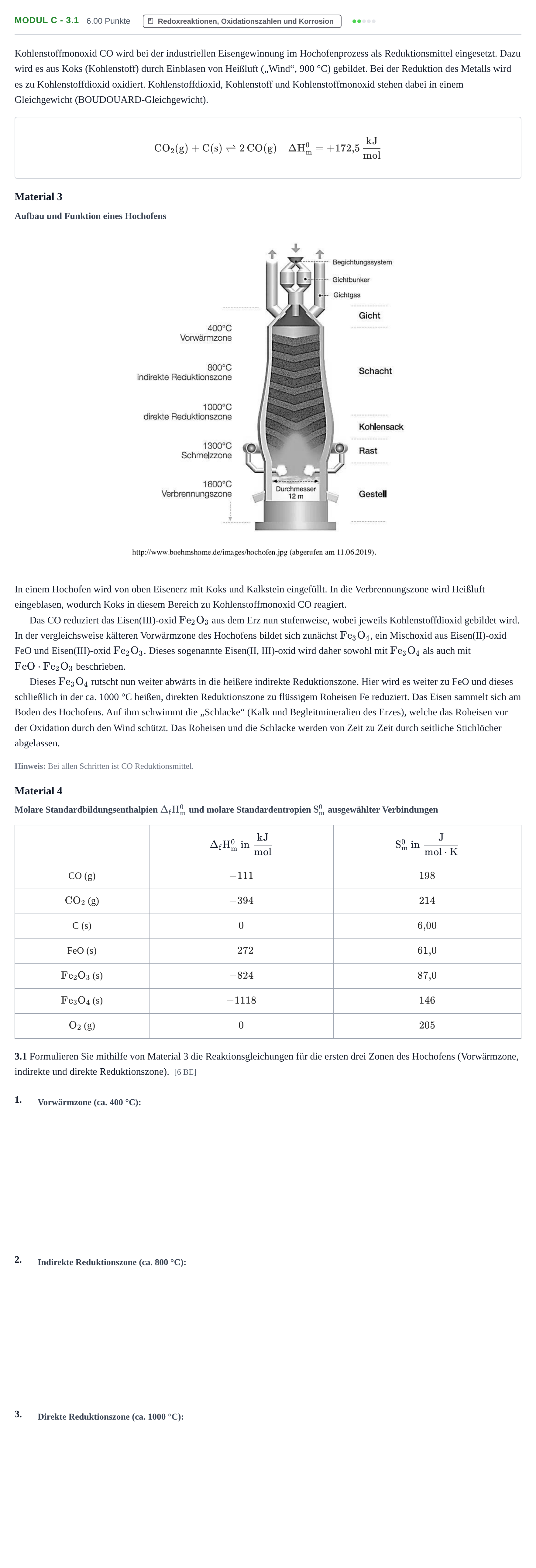 Aufgabenstellung: Aufgabe Modul C - 3.1 · Abitur Hessen Chemietechnik LK 2021