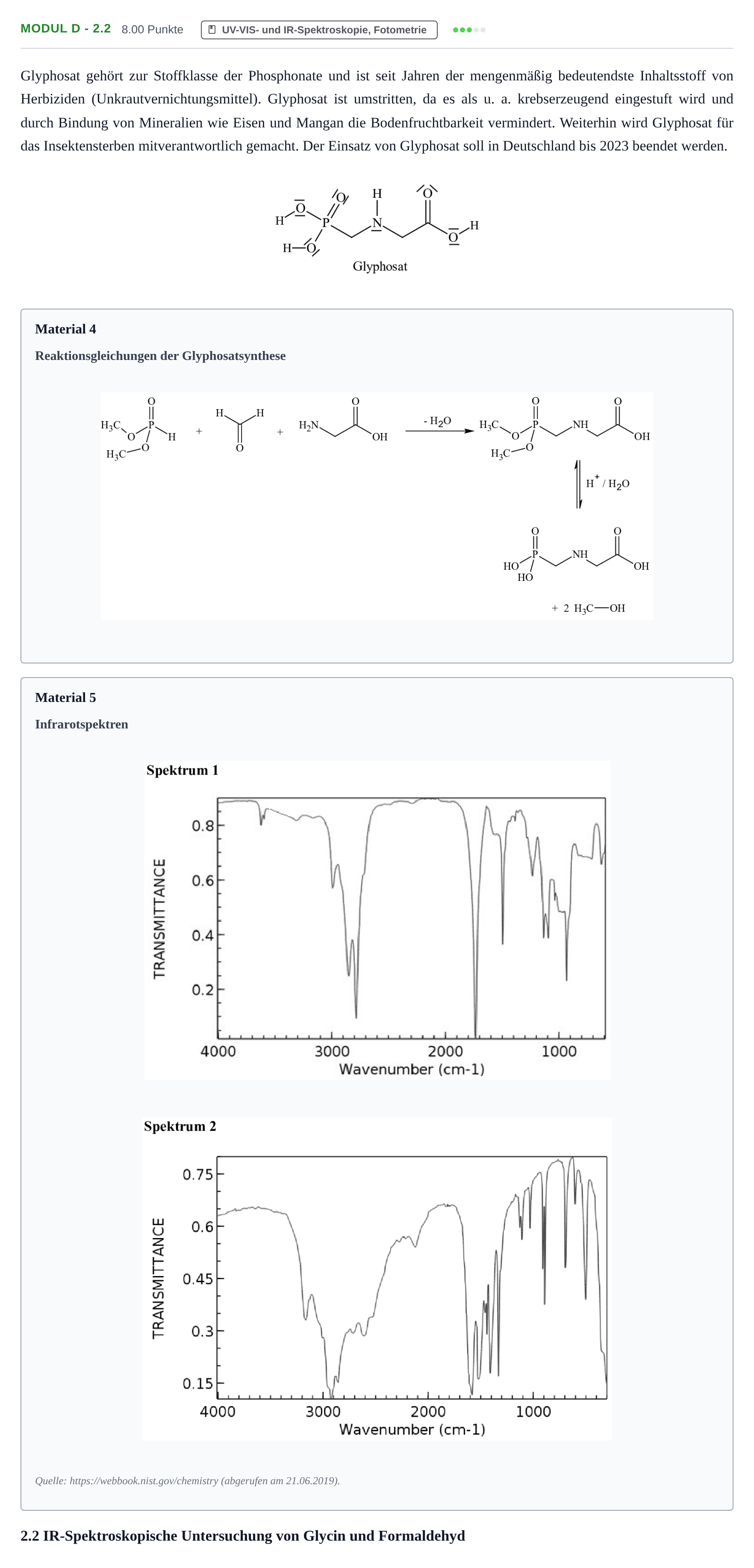 Aufgabenstellung: Aufgabe Modul D - 2.2 · Abitur Hessen Chemietechnik LK 2021
