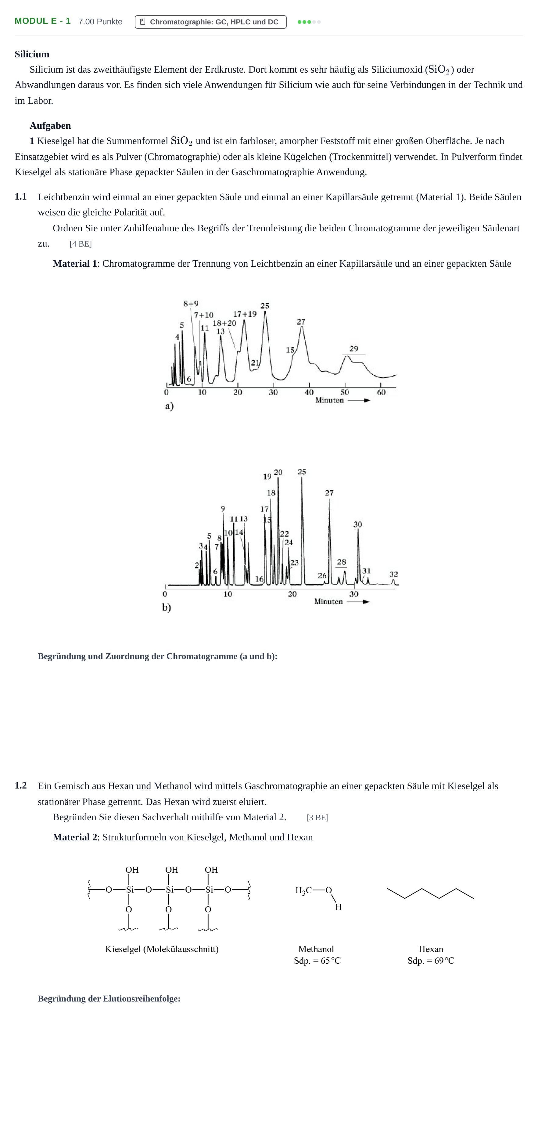 Aufgabenstellung: Aufgabe Modul E - 1 · Abitur Hessen Chemietechnik LK 2021
