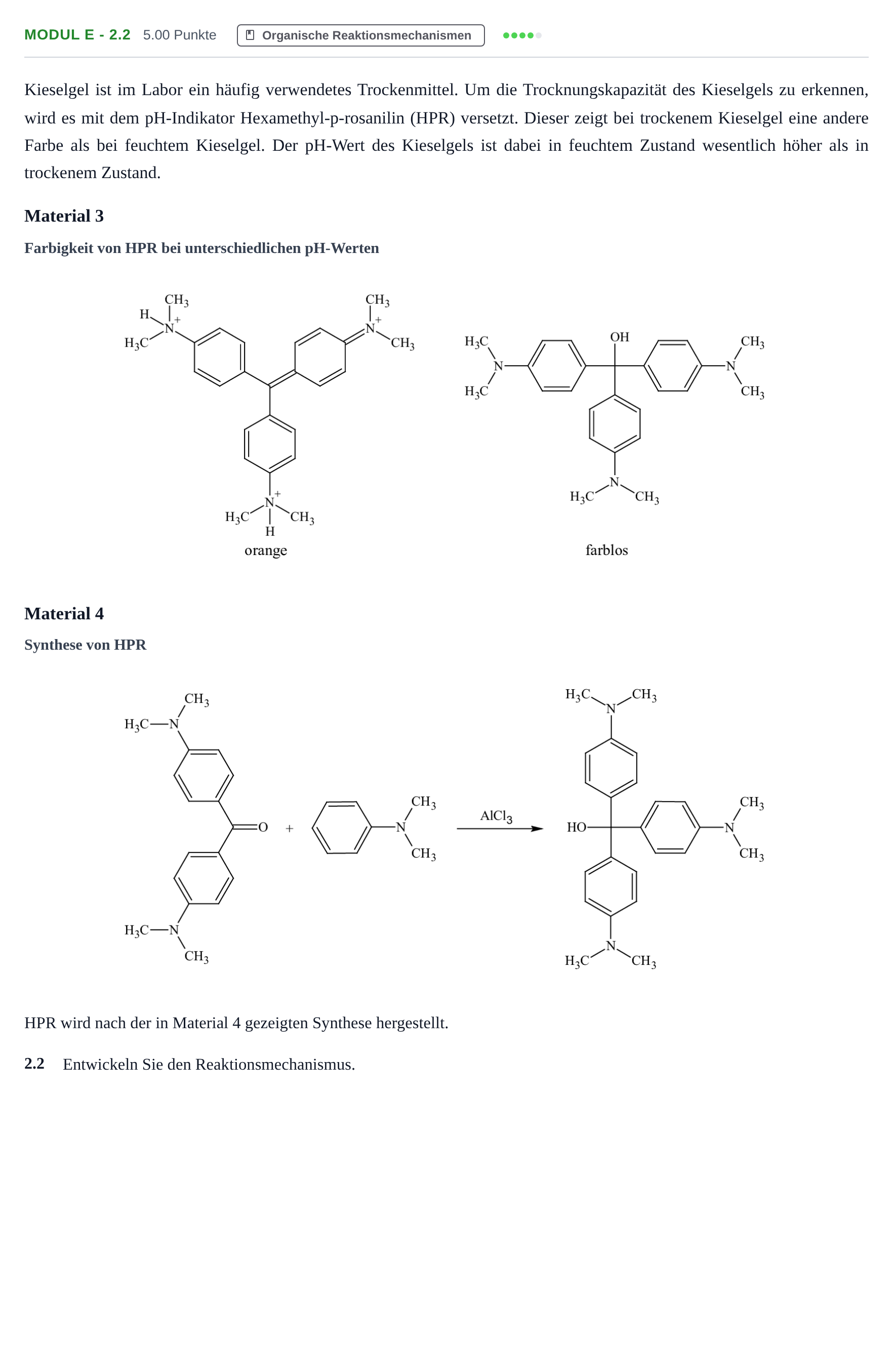 Aufgabenstellung: Aufgabe Modul E - 2.2 · Abitur Hessen Chemietechnik LK 2021