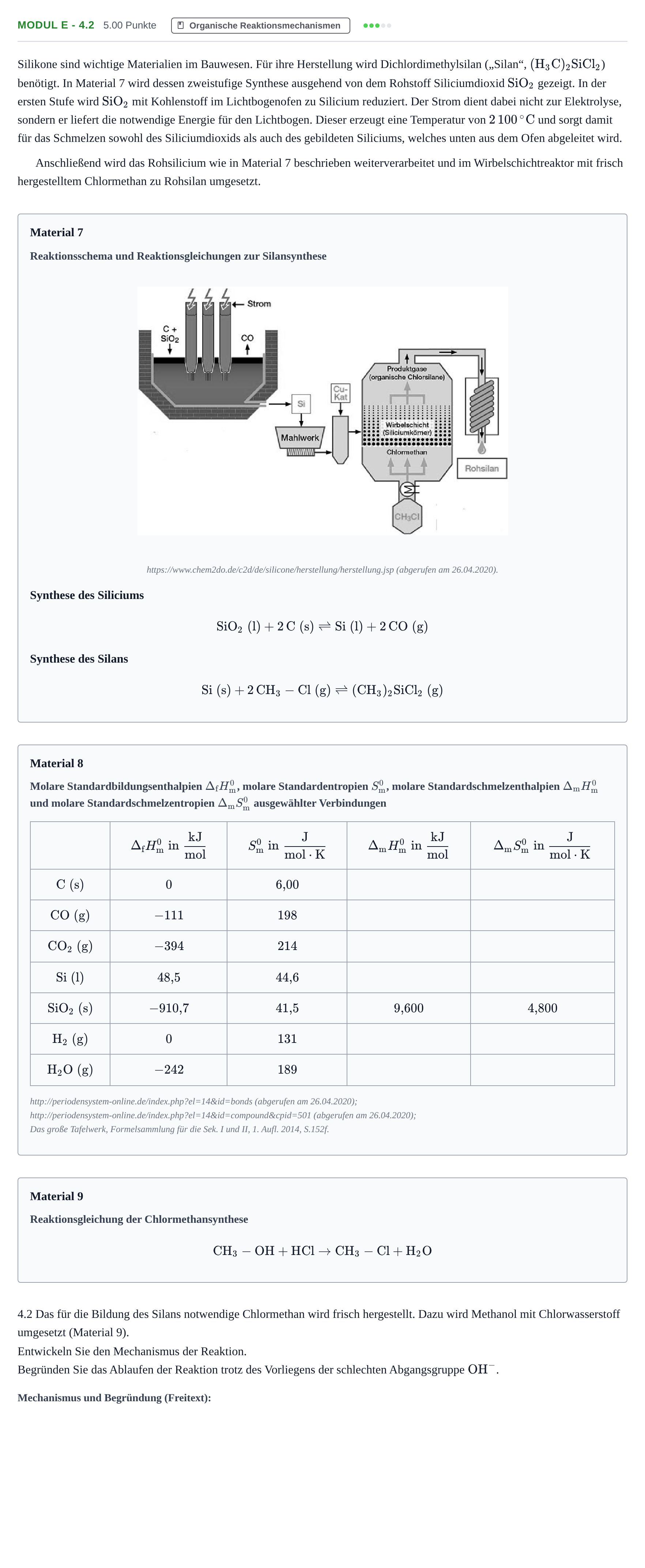 Aufgabenstellung: Aufgabe Modul E - 4.2 · Abitur Hessen Chemietechnik LK 2021