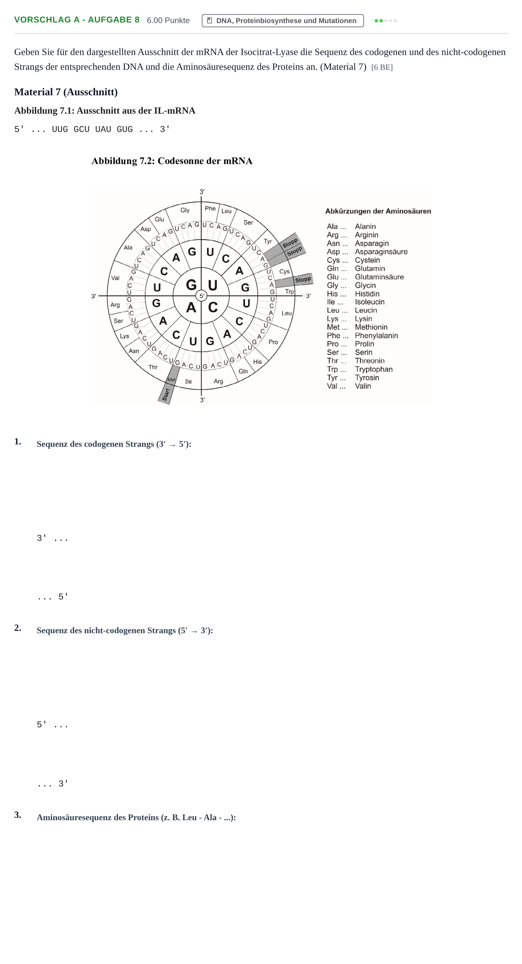 Aufgabenstellung: Aufgabe Vorschlag A - Aufgabe 8 · Abitur Hessen Biologie LK 2021
