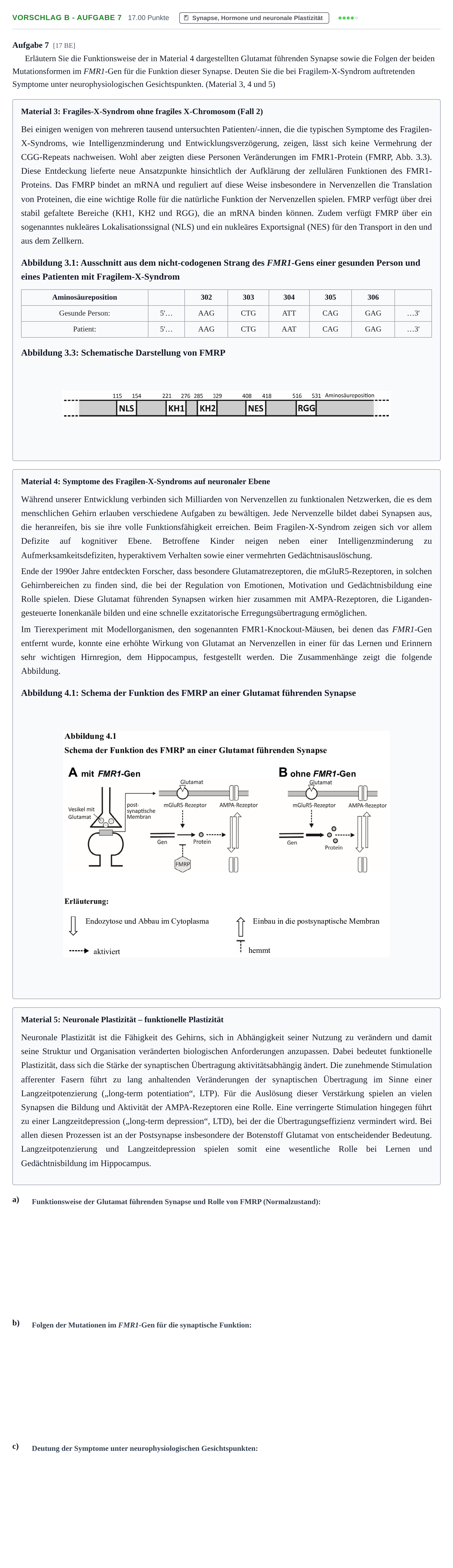 Aufgabenstellung: Aufgabe Vorschlag B - Aufgabe 7 · Abitur Hessen Biologie LK 2021