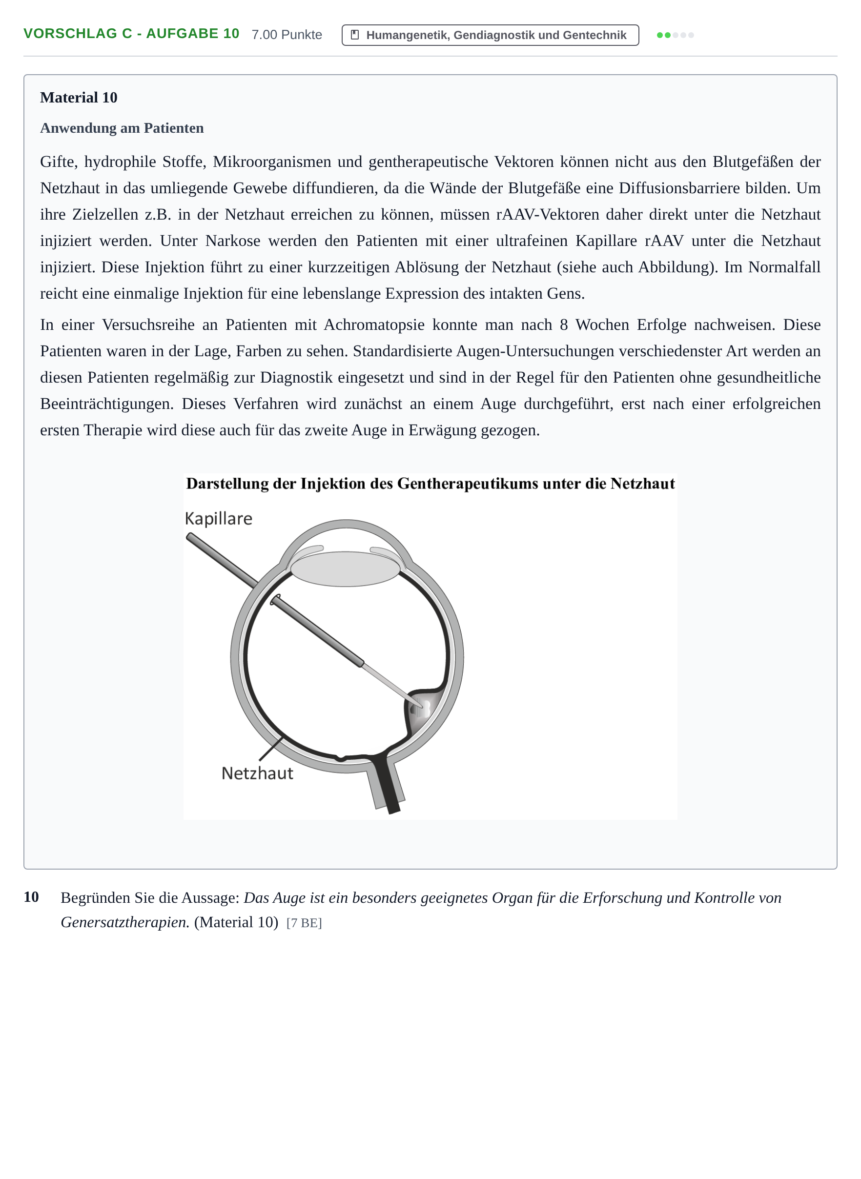 Aufgabenstellung: Aufgabe Vorschlag C - Aufgabe 10 · Abitur Hessen Biologie LK 2021