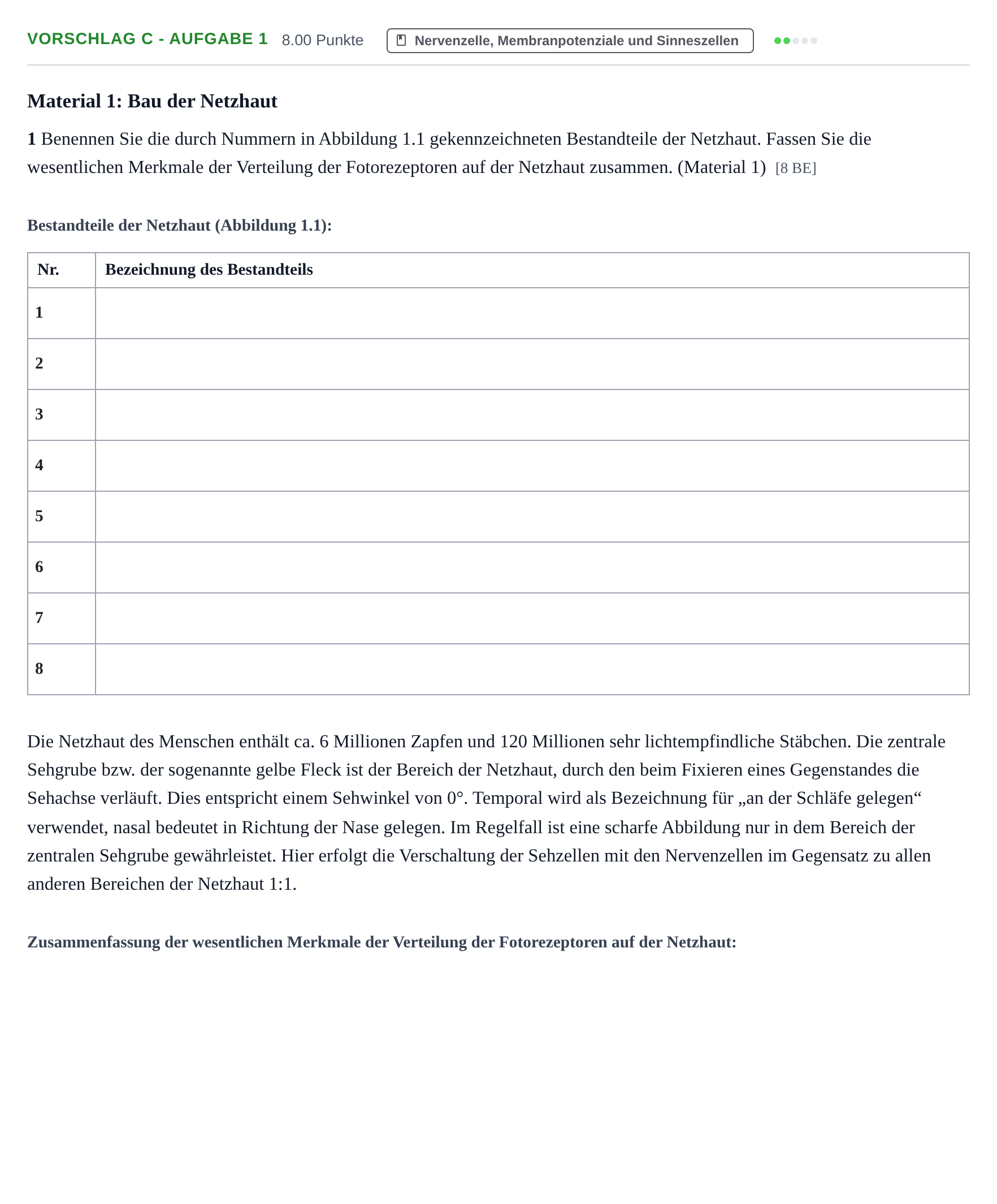 Aufgabenstellung: Aufgabe Vorschlag C - Aufgabe 1 · Abitur Hessen Biologie LK 2021