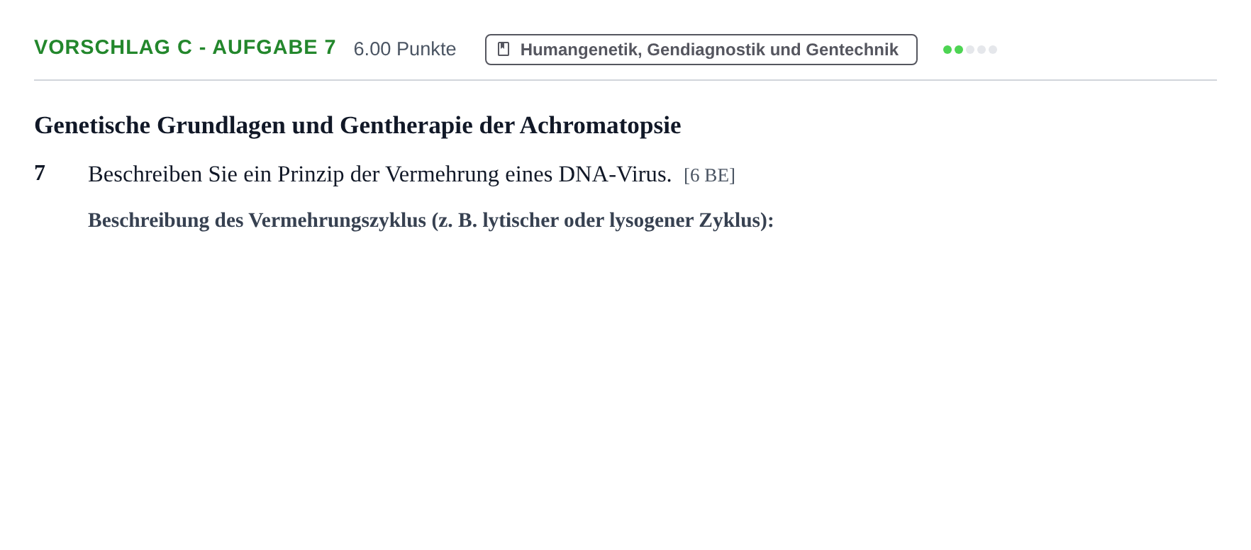 Aufgabenstellung: Aufgabe Vorschlag C - Aufgabe 7 · Abitur Hessen Biologie LK 2021