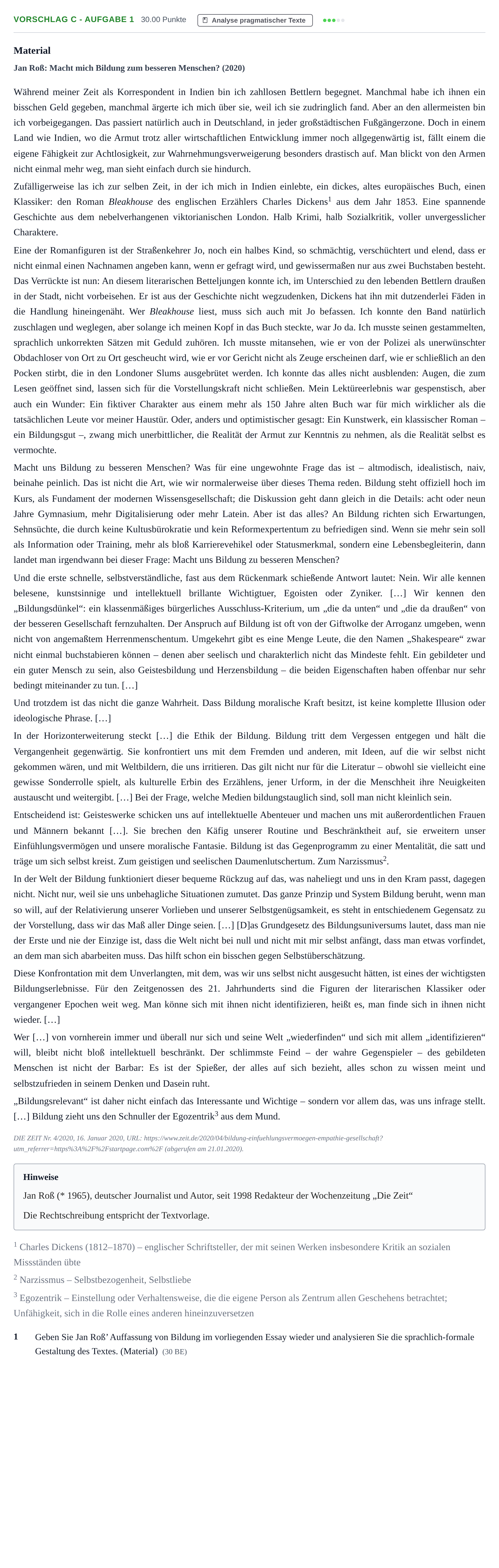 Aufgabenstellung: Aufgabe Vorschlag C - Aufgabe 1 · Abitur Hessen Deutsch GK 2021